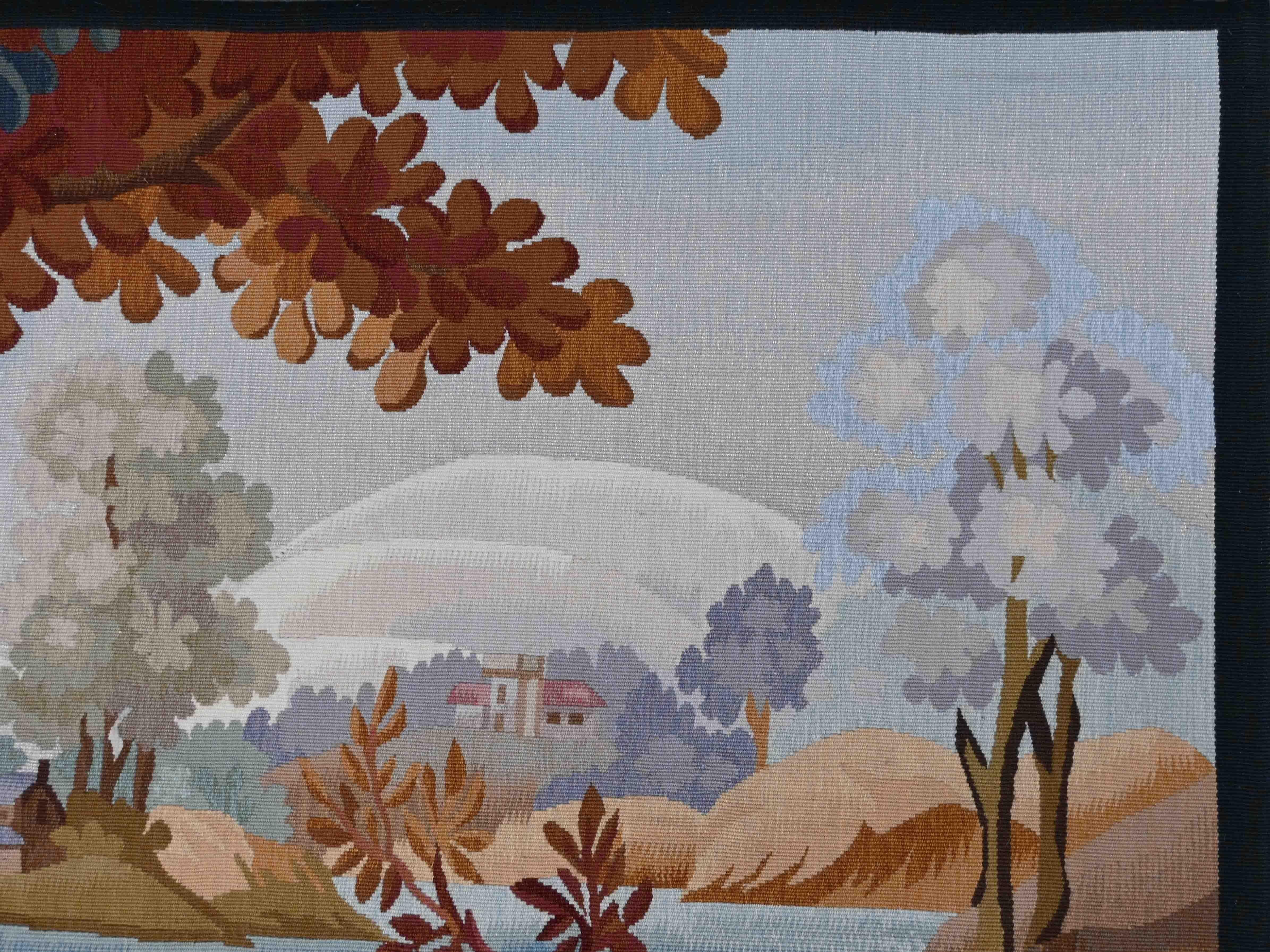 Tissé à la main Tapisserie Verdure Manufacture Aubusson - 19ème siècle - L1m15xH1m24 - No. 1426 en vente