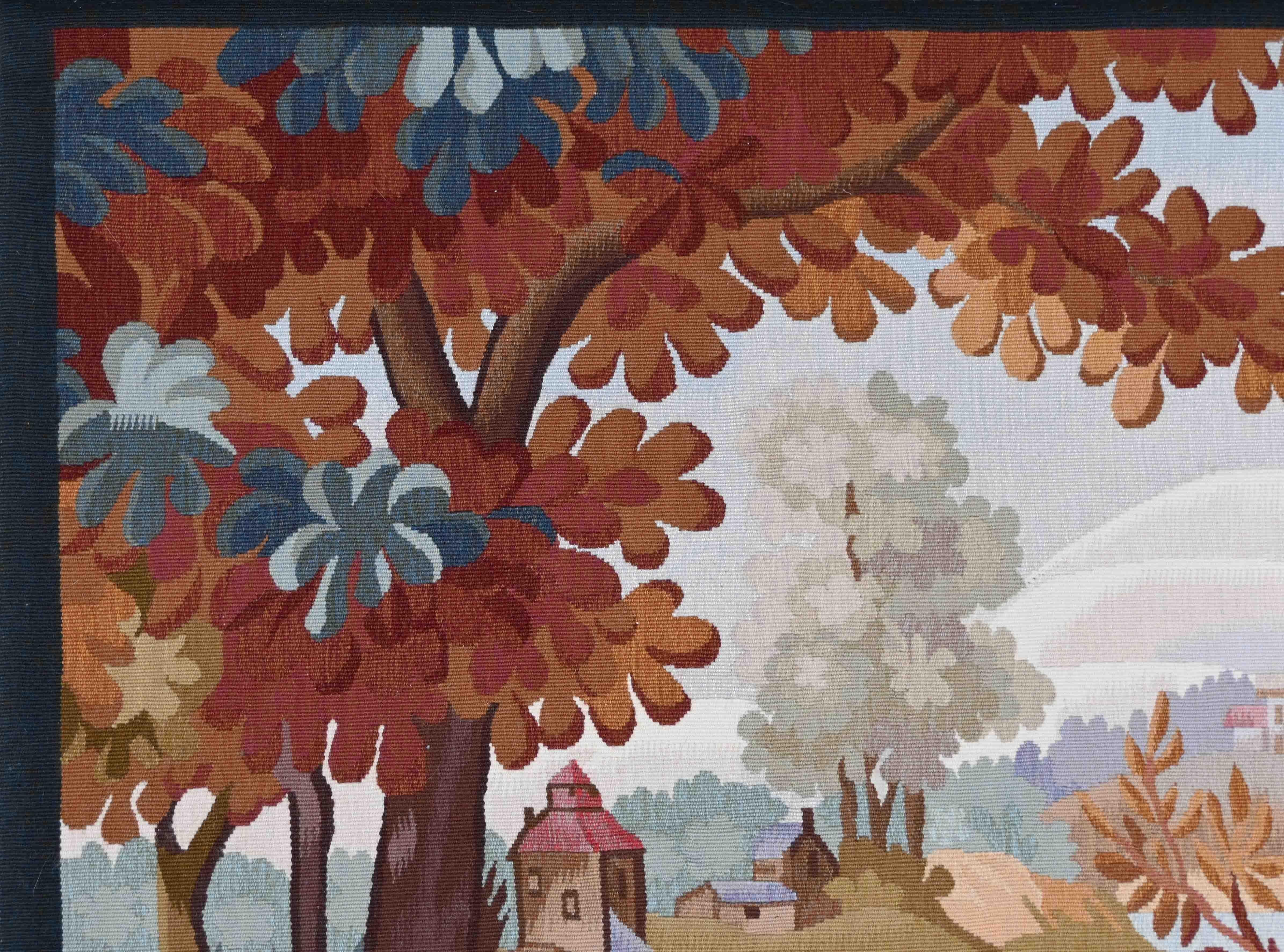 Tapisserie Verdure Manufacture Aubusson - 19ème siècle - L1m15xH1m24 - No. 1426 Excellent état - En vente à Paris, FR