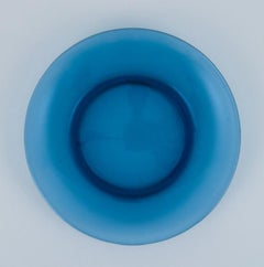 Vereco, France, a Set of Six Plates in Blue Art Glass, circa 1970s