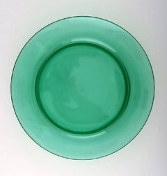 Vereco, France, Ten Plates in Green Art Glass, Mid-Century Modern