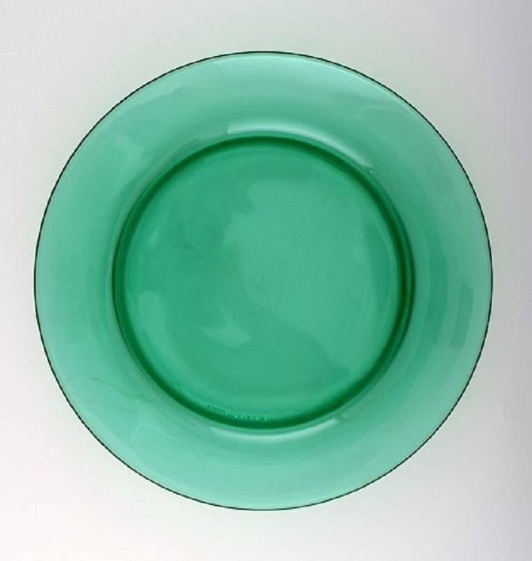 Vereco, France, Ten Plates in Green Art Glass, MidCentury Modern at