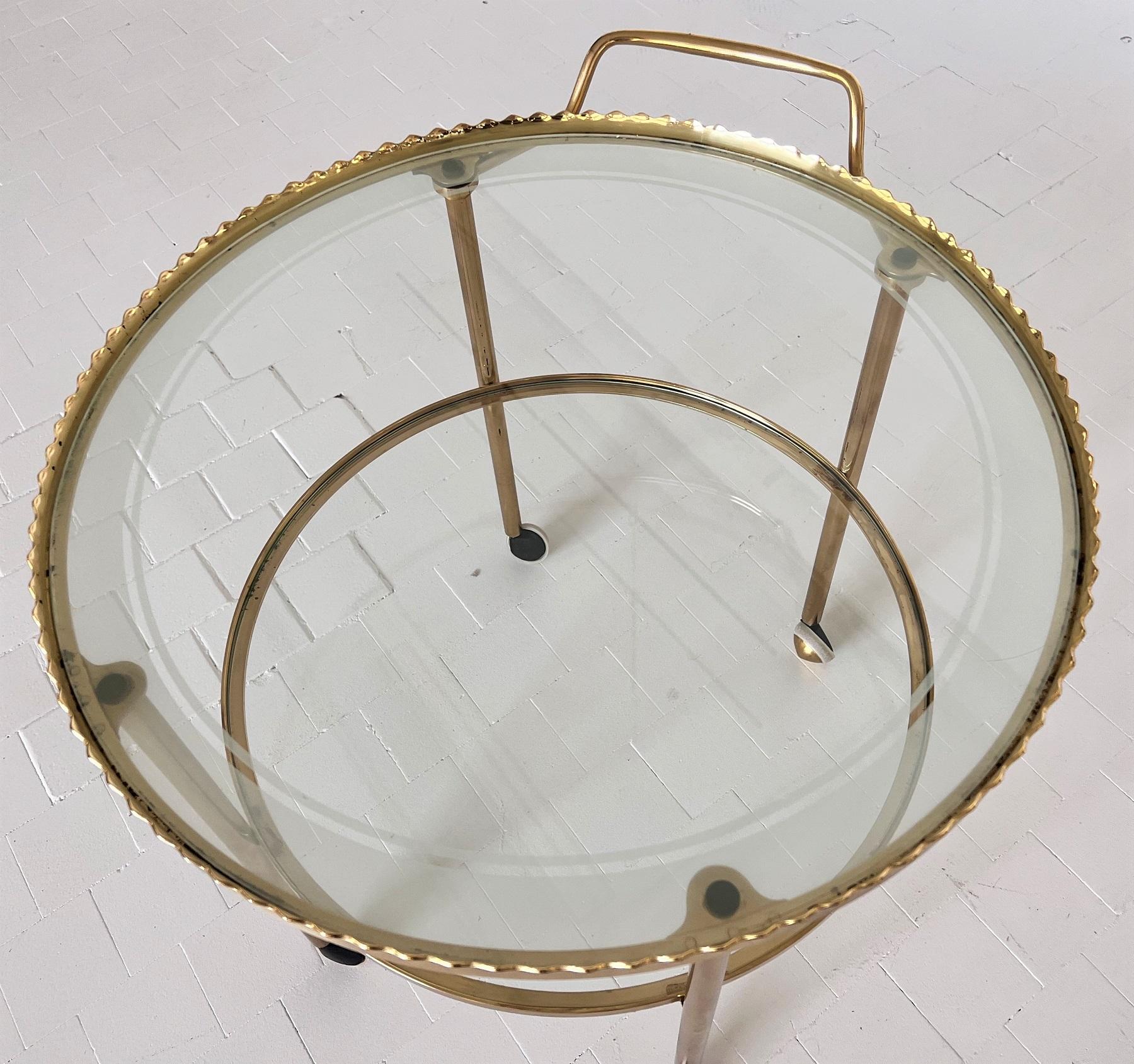 Vereinigte Werkstätten Wagen oder Barwagen aus Messing und Glas, 1970er Jahre im Angebot 7