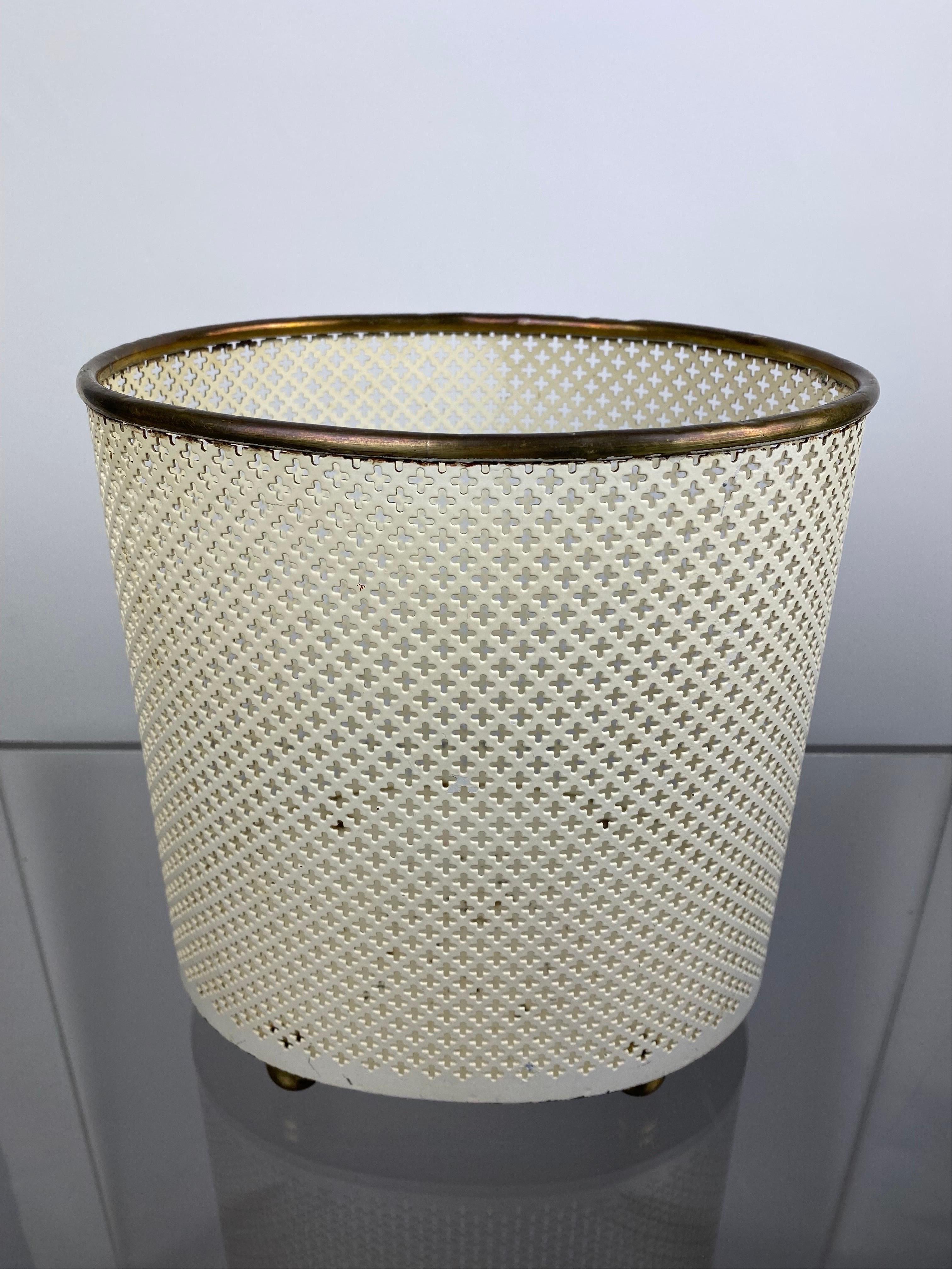 Brass Vereinigte Werkstätten  Mategot Style  Paper Waste Bin , Basket or jardiniere, 50s For Sale