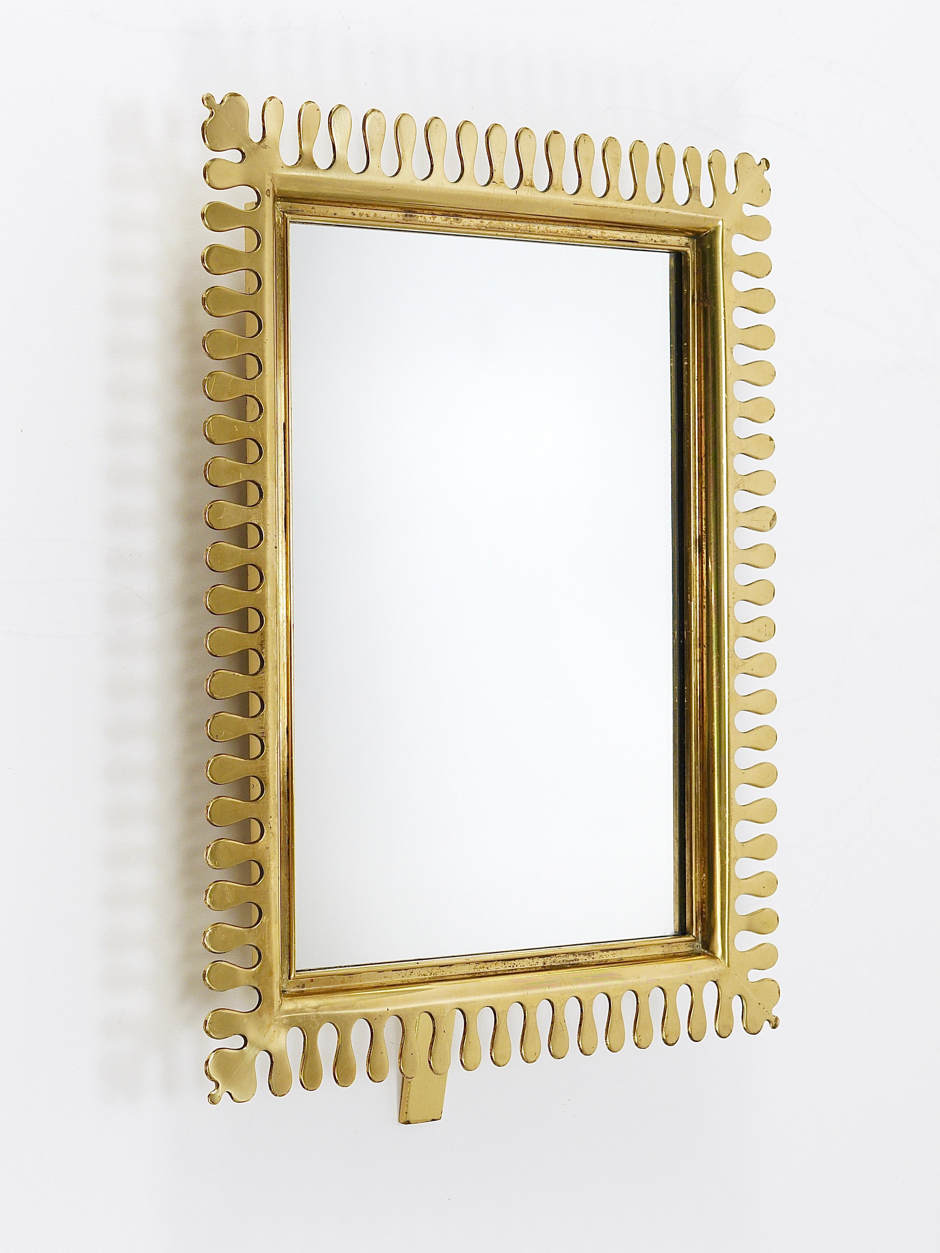 Vereinigte Werkstätten Mid-Century Brass Vanity Table Wall Mirror, Germany, 1970 9