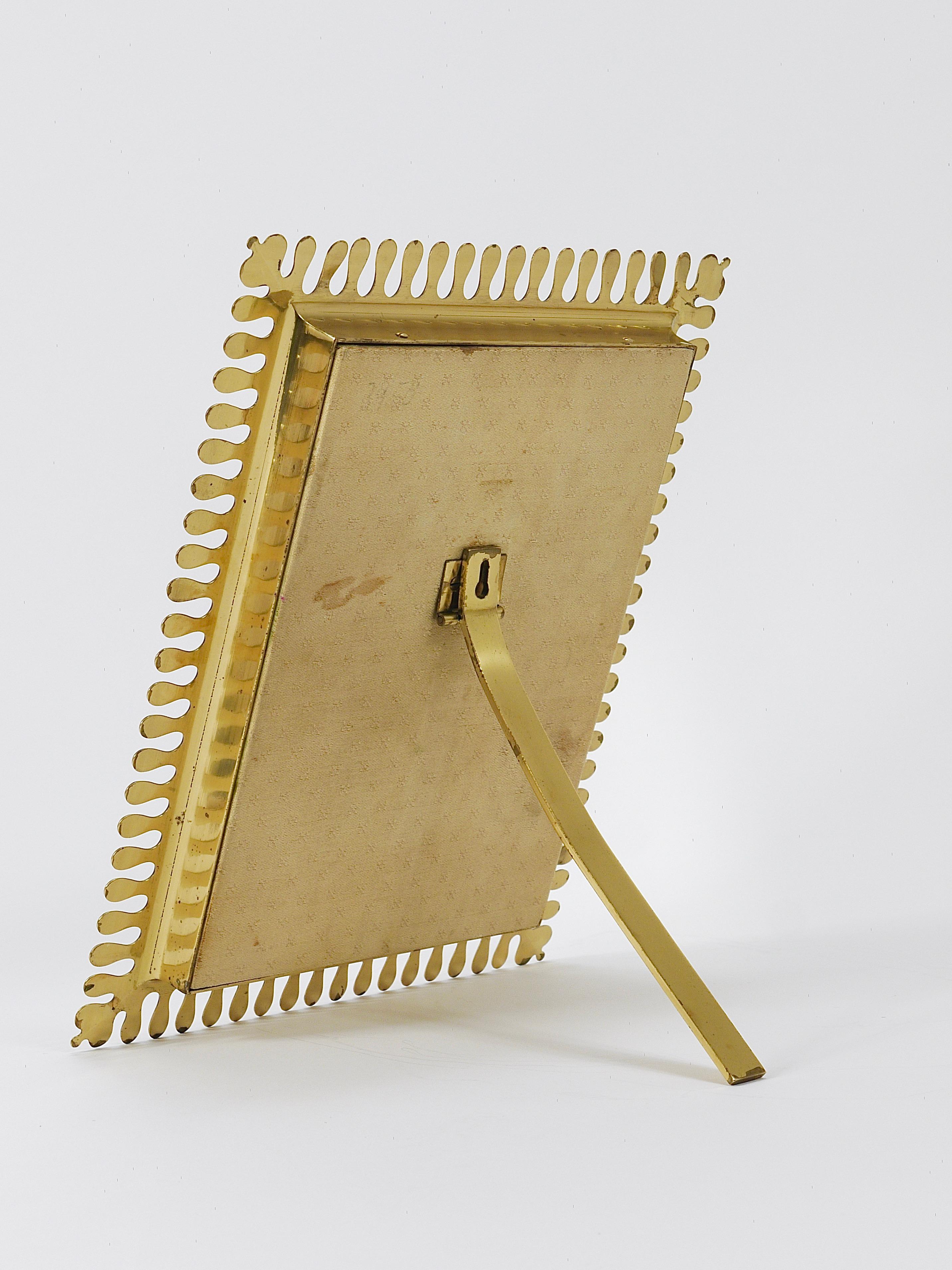 Vereinigte Werkstätten Mid-Century Brass Vanity Table Wall Mirror, Germany, 1970 11
