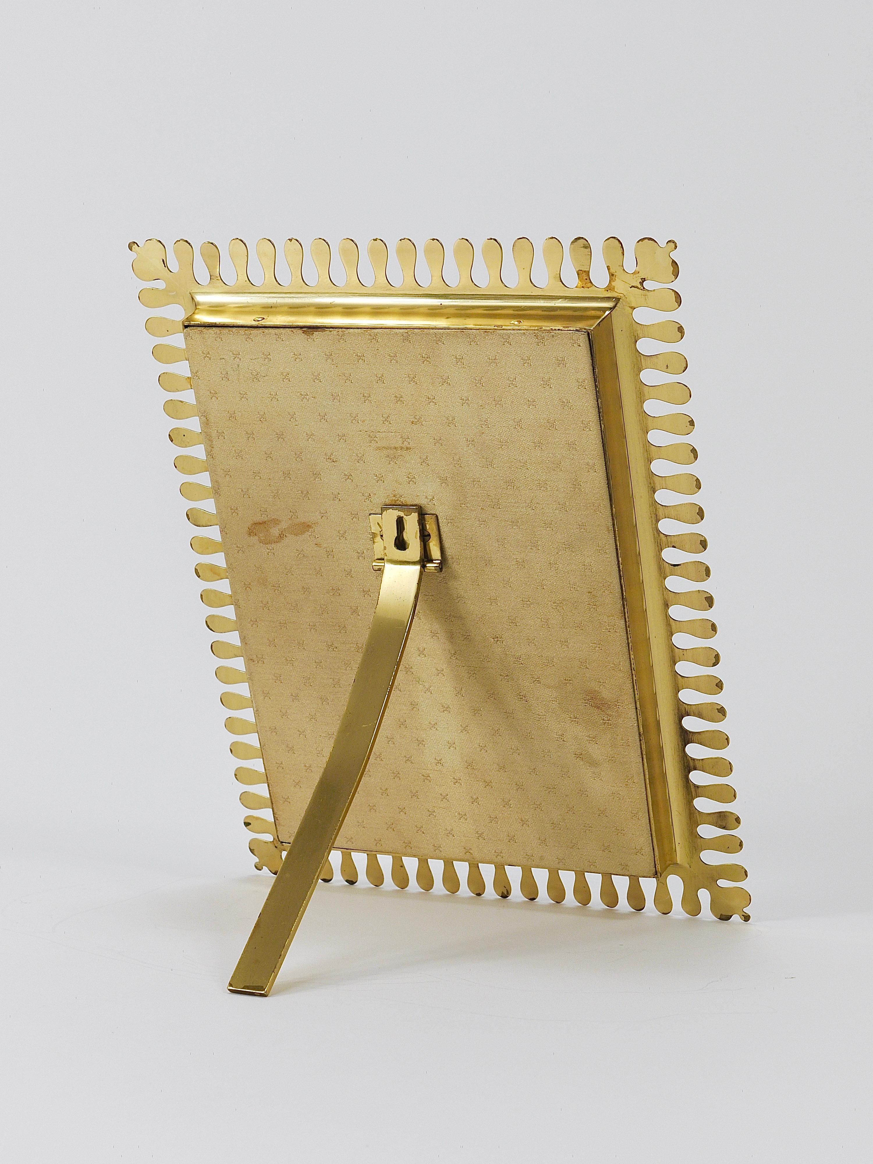 Vereinigte Werkstätten Mid-Century Brass Vanity Table Wall Mirror, Germany, 1970 12