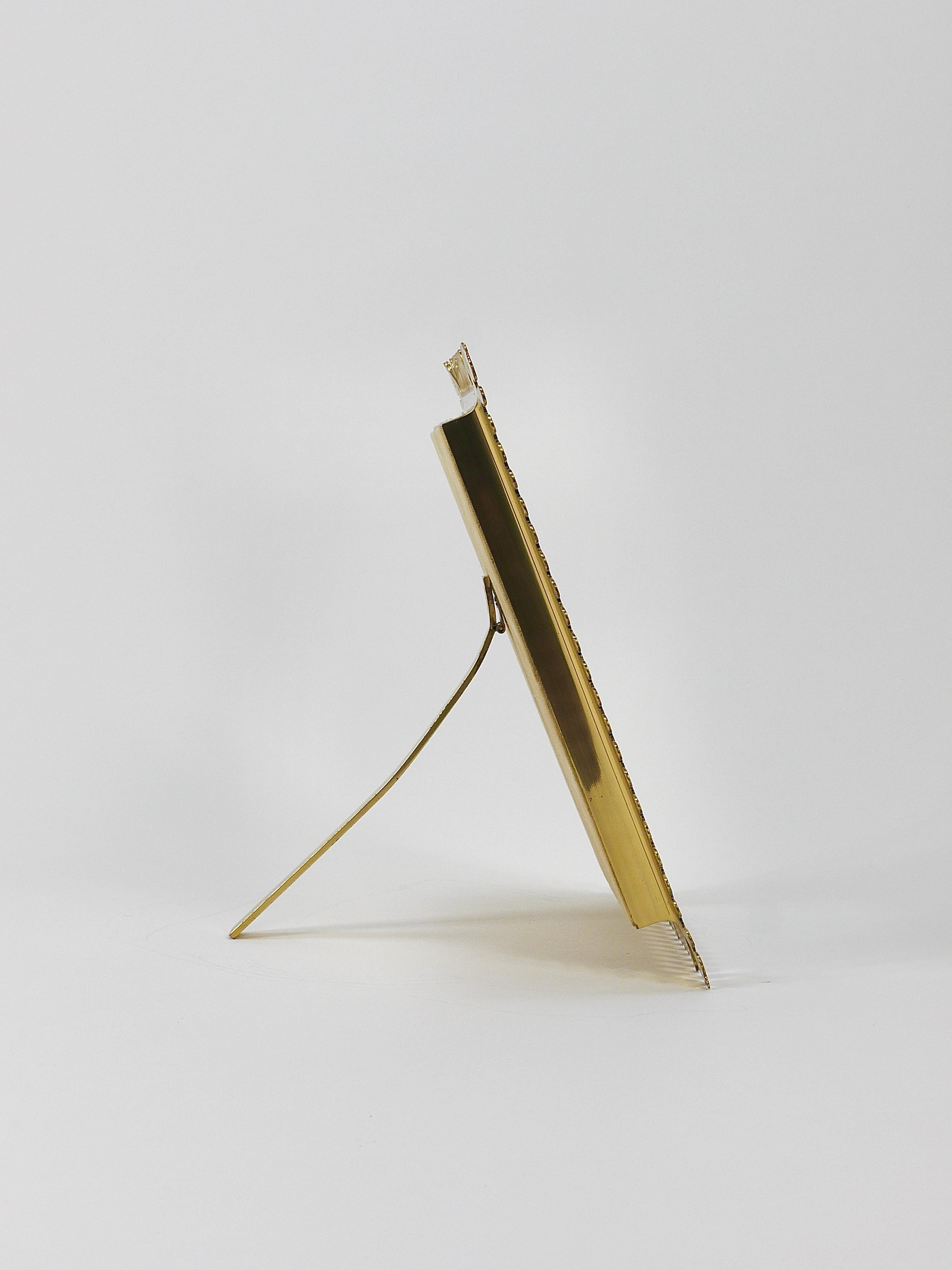 Vereinigte Werkstätten Mid-Century Brass Vanity Table Wall Mirror, Germany, 1970 14