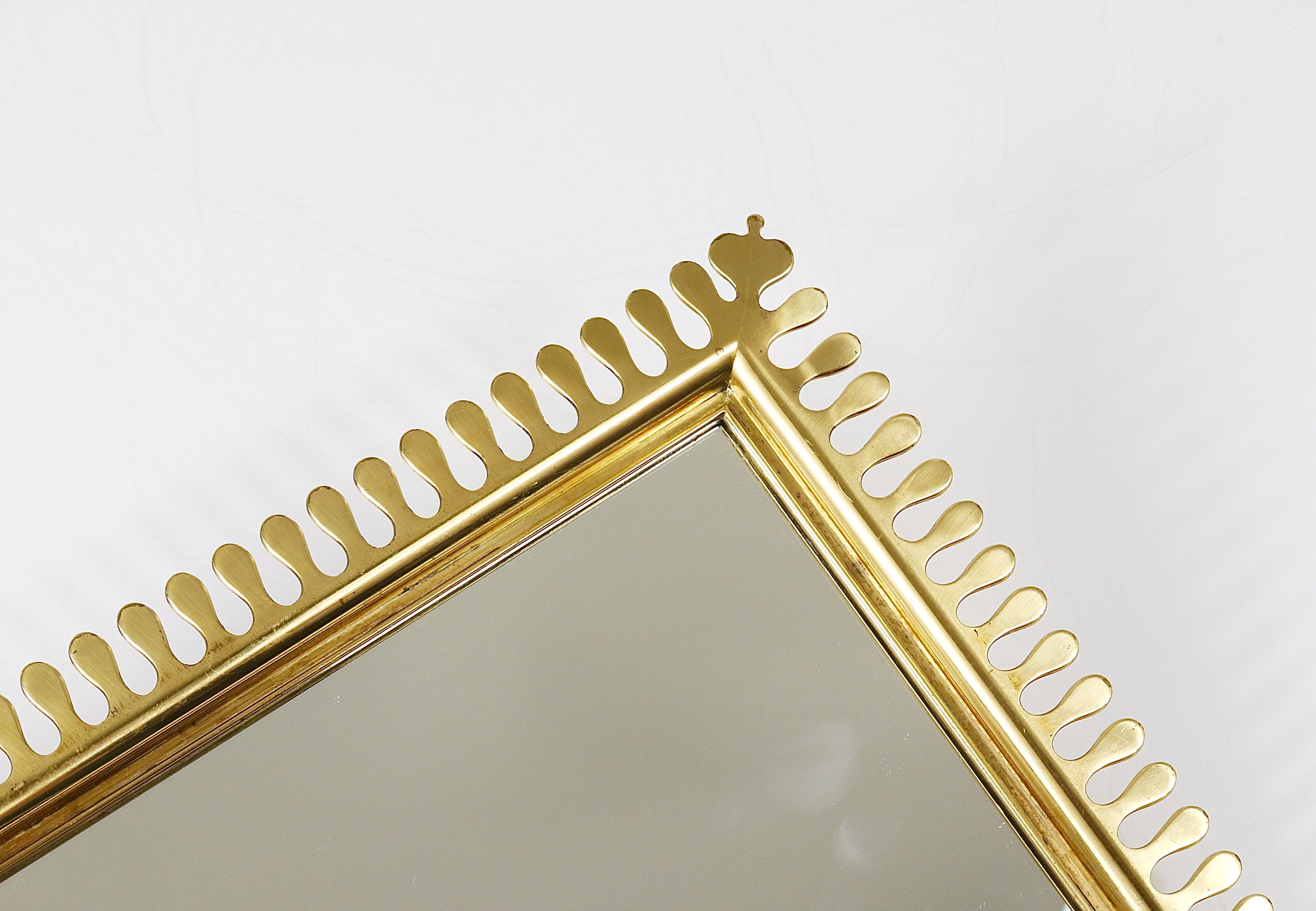 Mid-Century Modern Vereinigte Werkstätten Mid-Century Brass Vanity Table Wall Mirror, Germany, 1970