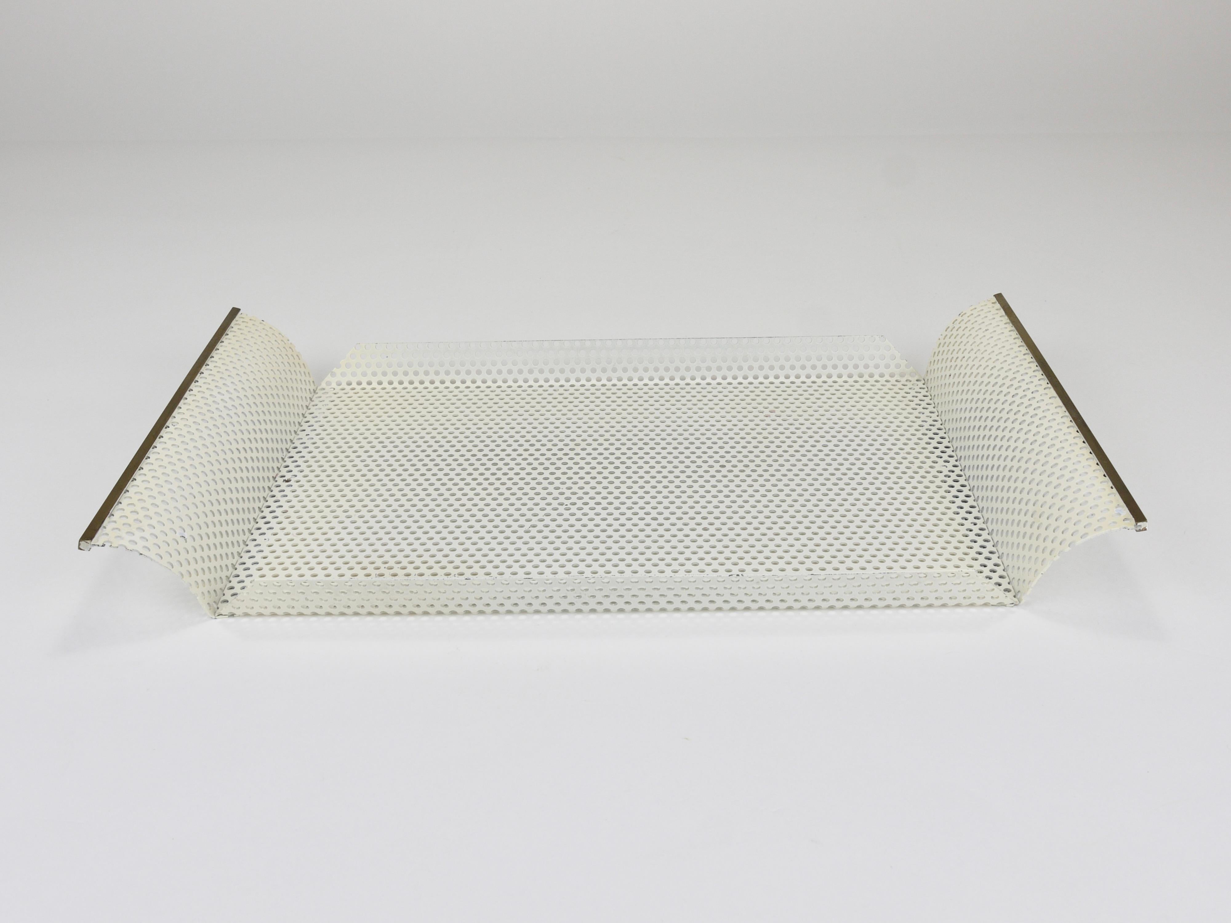 Vereinigte Werkstätten Rigitulle Brass and Perforated Metal Tray, Germany, 1970s in vendita 5