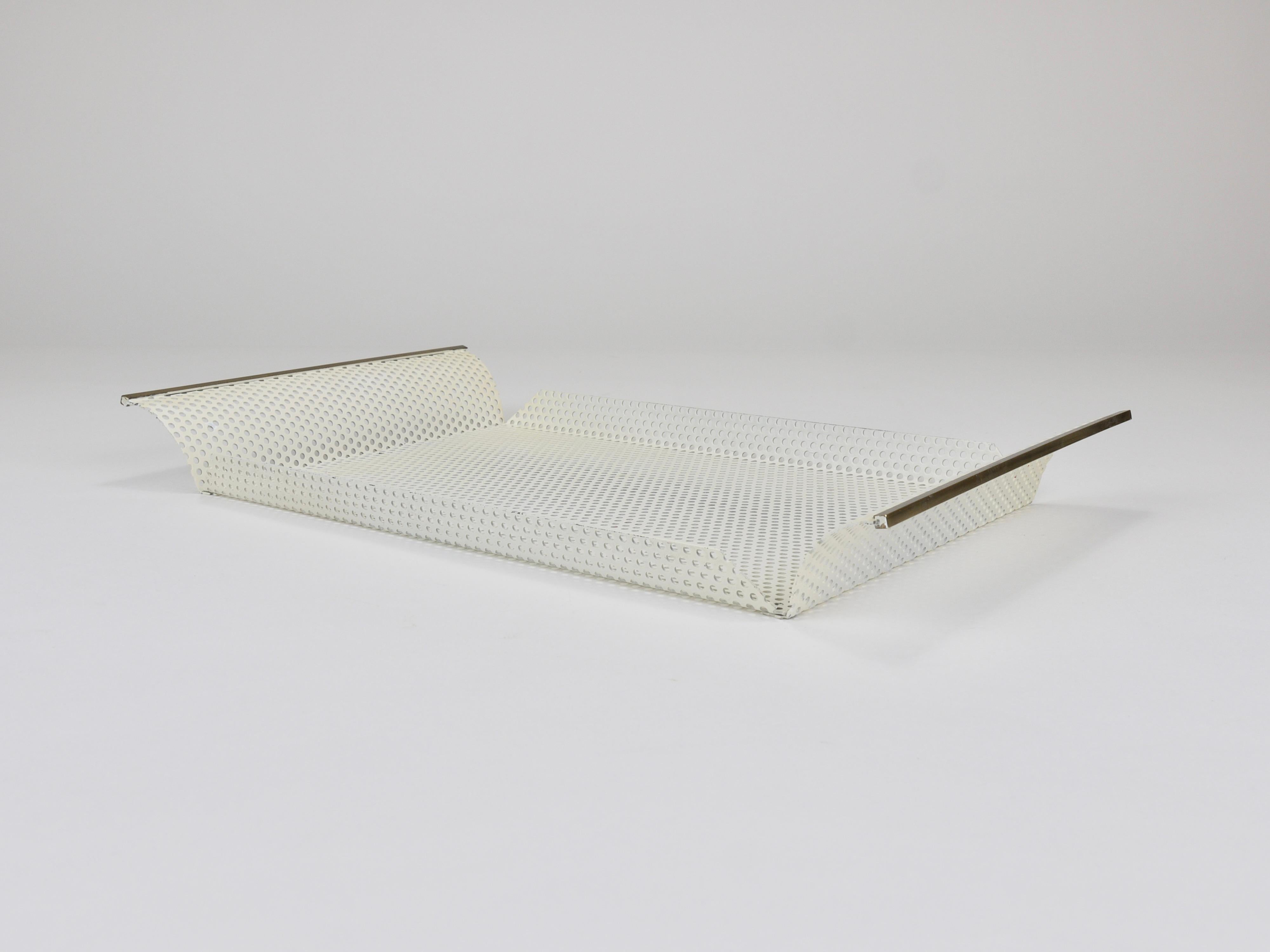 Vereinigte Werkstätten Rigitulle Brass and Perforated Metal Tray, Germany, 1970s in vendita 6