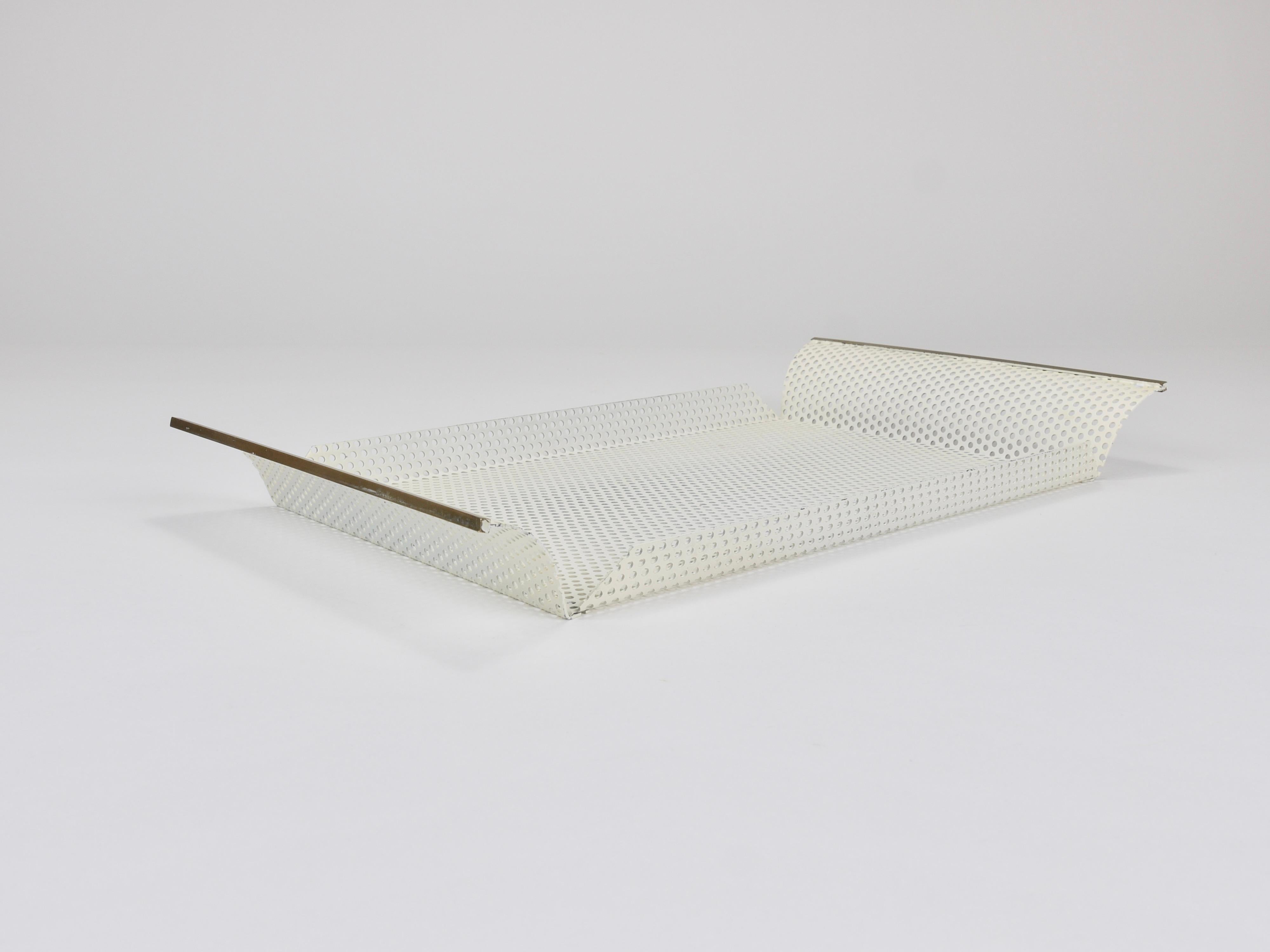 Vereinigte Werkstätten Rigitulle Brass and Perforated Metal Tray, Germany, 1970s in vendita 7
