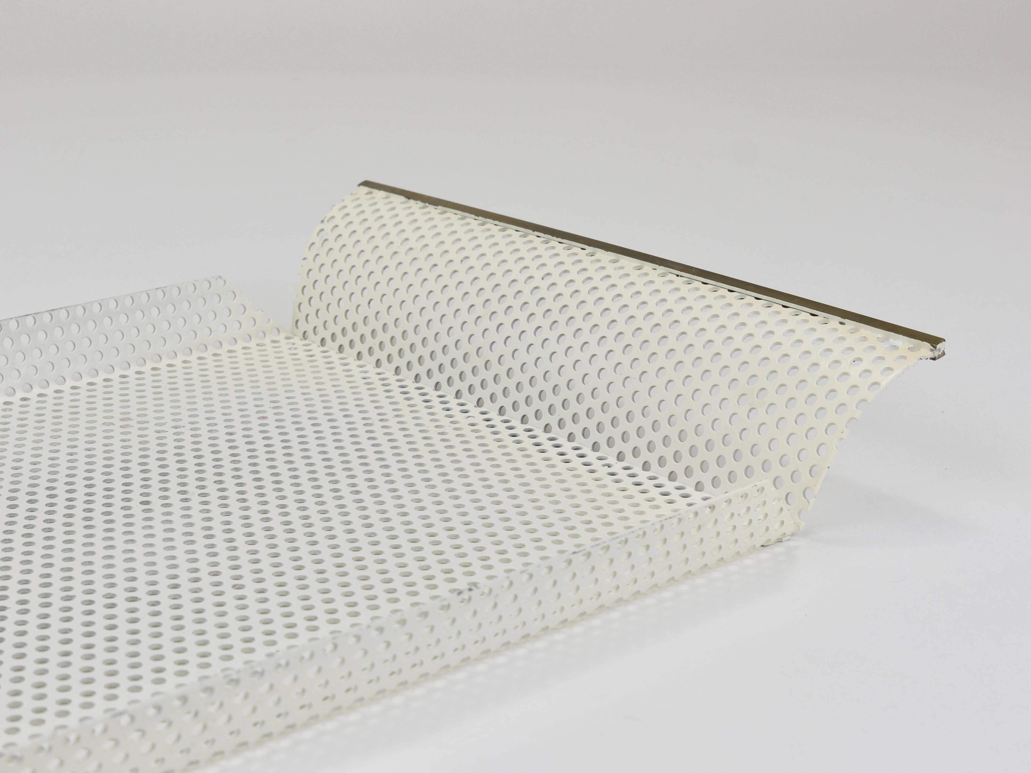 Mid-Century moderno Vereinigte Werkstätten Rigitulle Brass and Perforated Metal Tray, Germany, 1970s in vendita