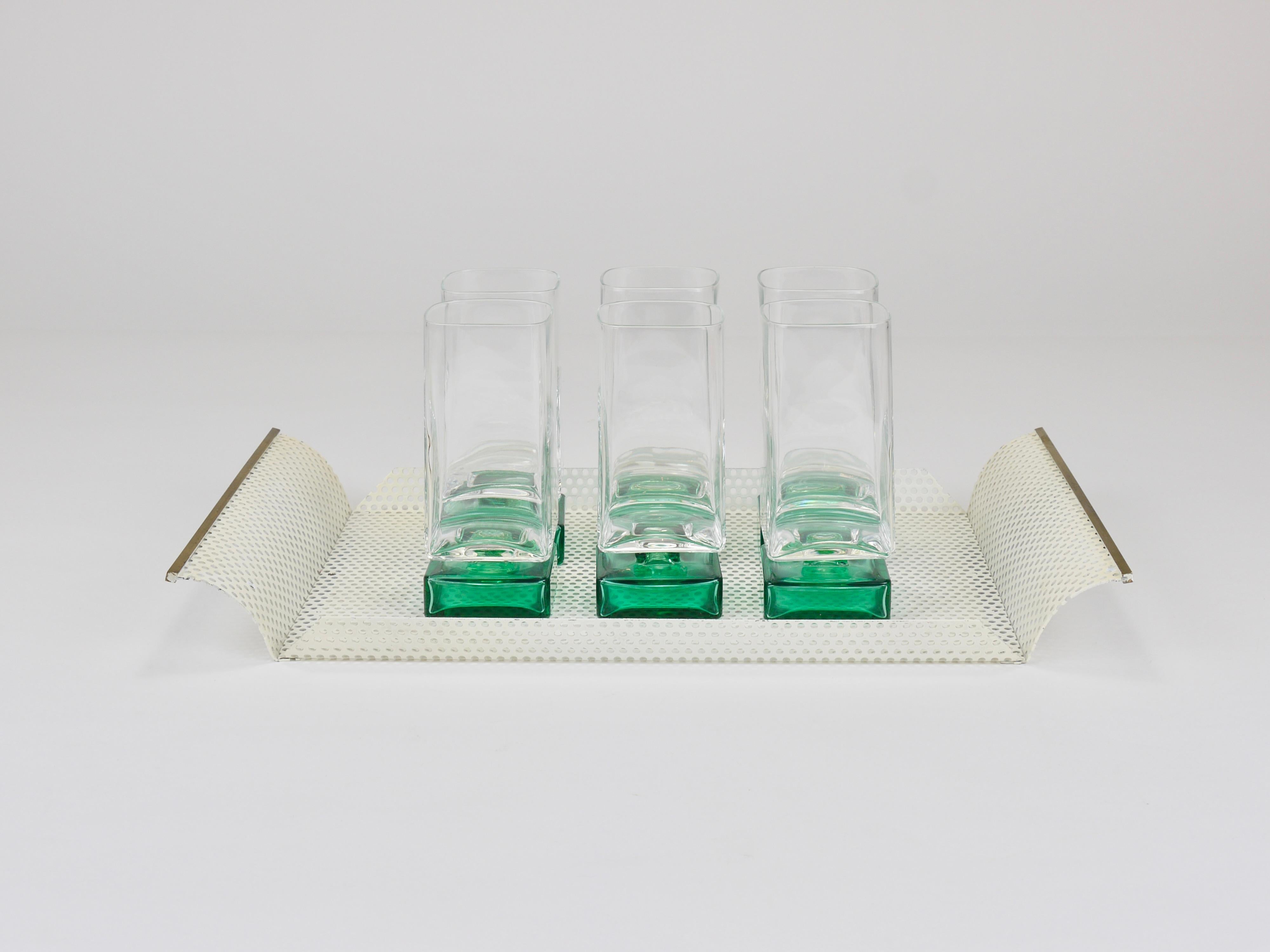 Vereinigte Werkstätten Rigitulle Brass and Perforated Metal Tray, Germany, 1970s in vendita 1