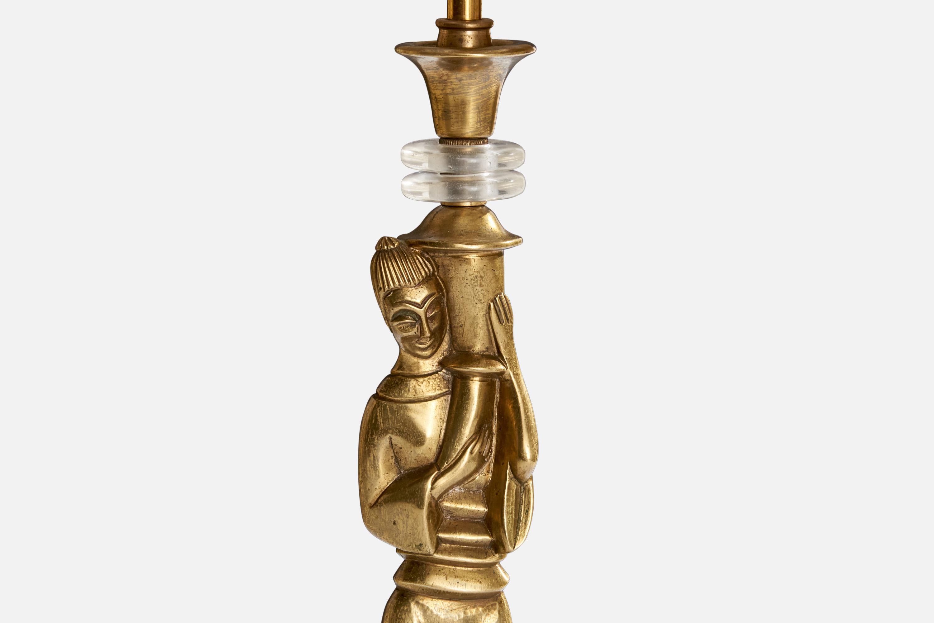 Vereinigte Werkstätten, Lámpara de sobremesa, Latón, Cristal, Alemania, años 20 en venta 5