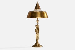 Vereinigte Werkstätten, Table Lamp, Brass, Glass, Germany, 1920s