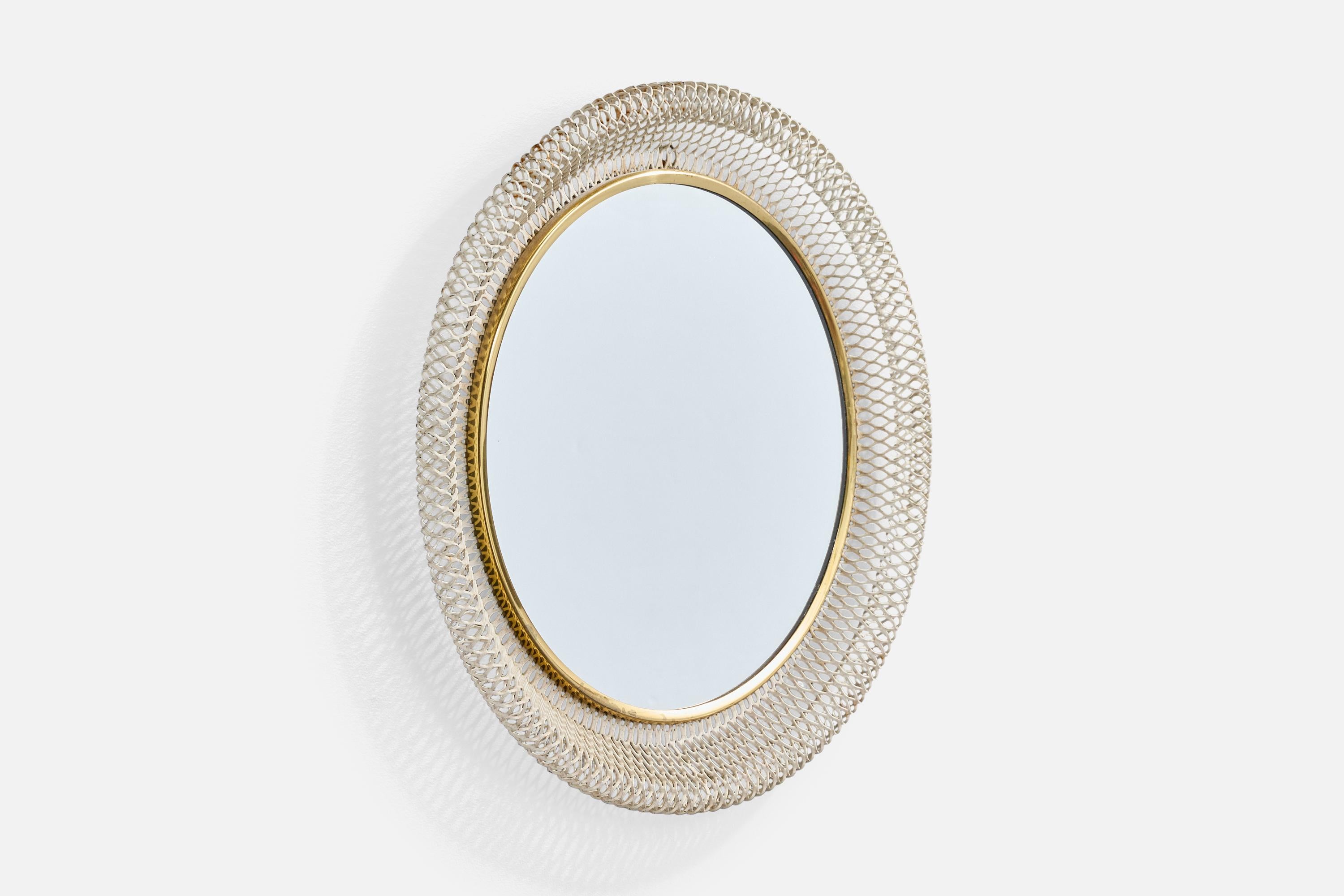 Mid-Century Modern Vereinigte Werkstätten, Wall Mirror, Brass, Metal, Germany, 1920s. For Sale