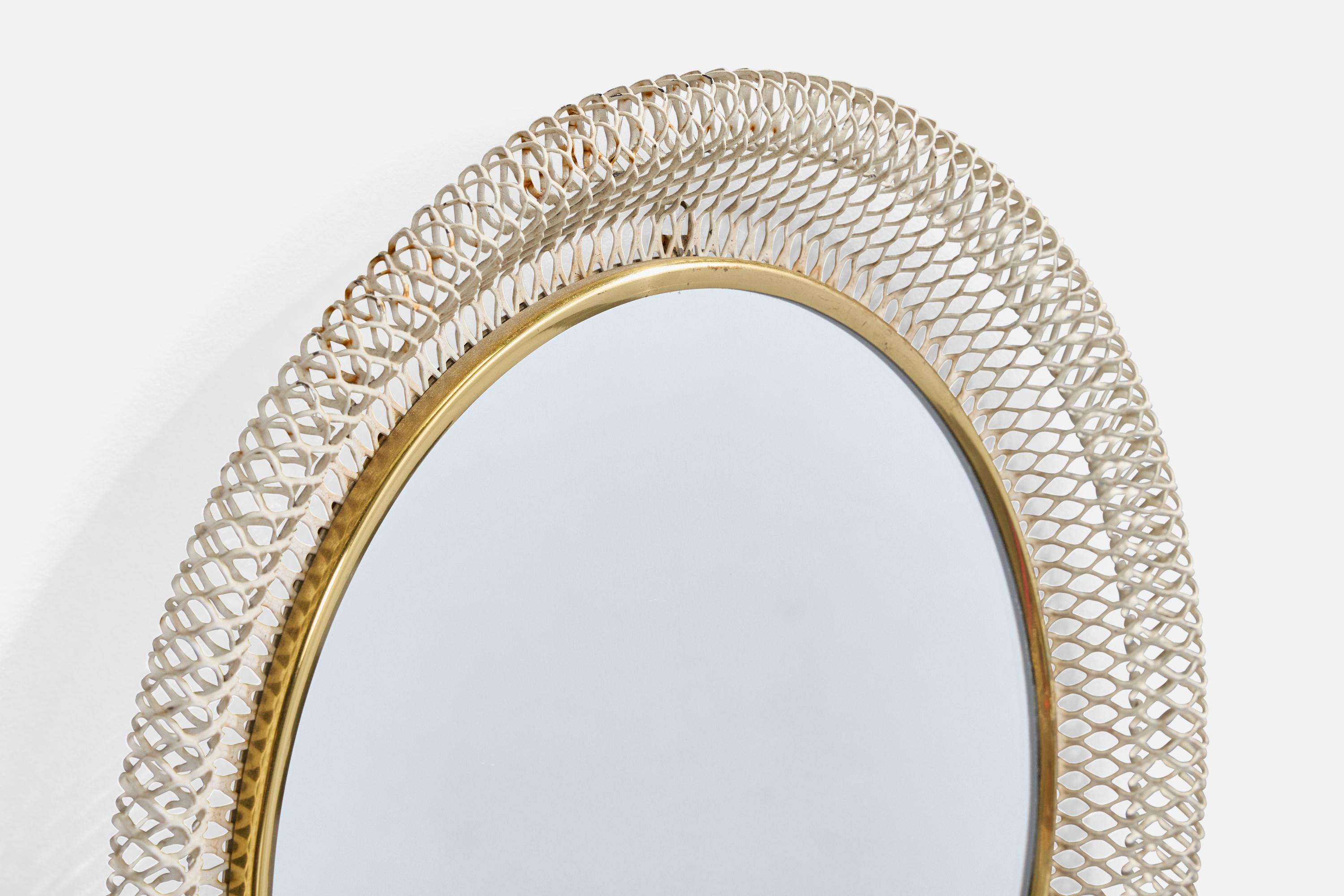 Vereinigte Werkstätten, Wall Mirror, Brass, Metal, Germany, 1920s. In Good Condition For Sale In High Point, NC