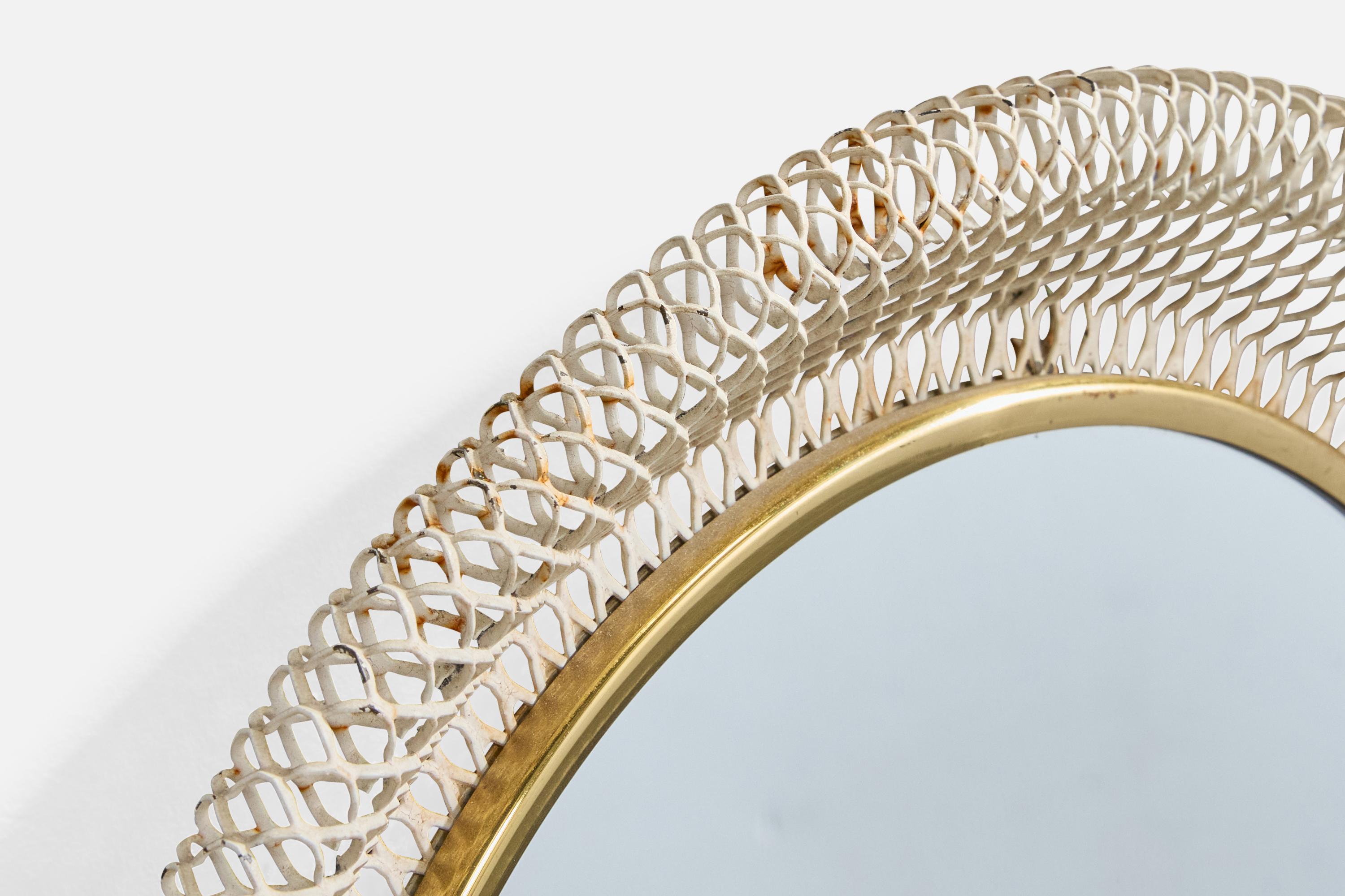 Early 20th Century Vereinigte Werkstätten, Wall Mirror, Brass, Metal, Germany, 1920s. For Sale