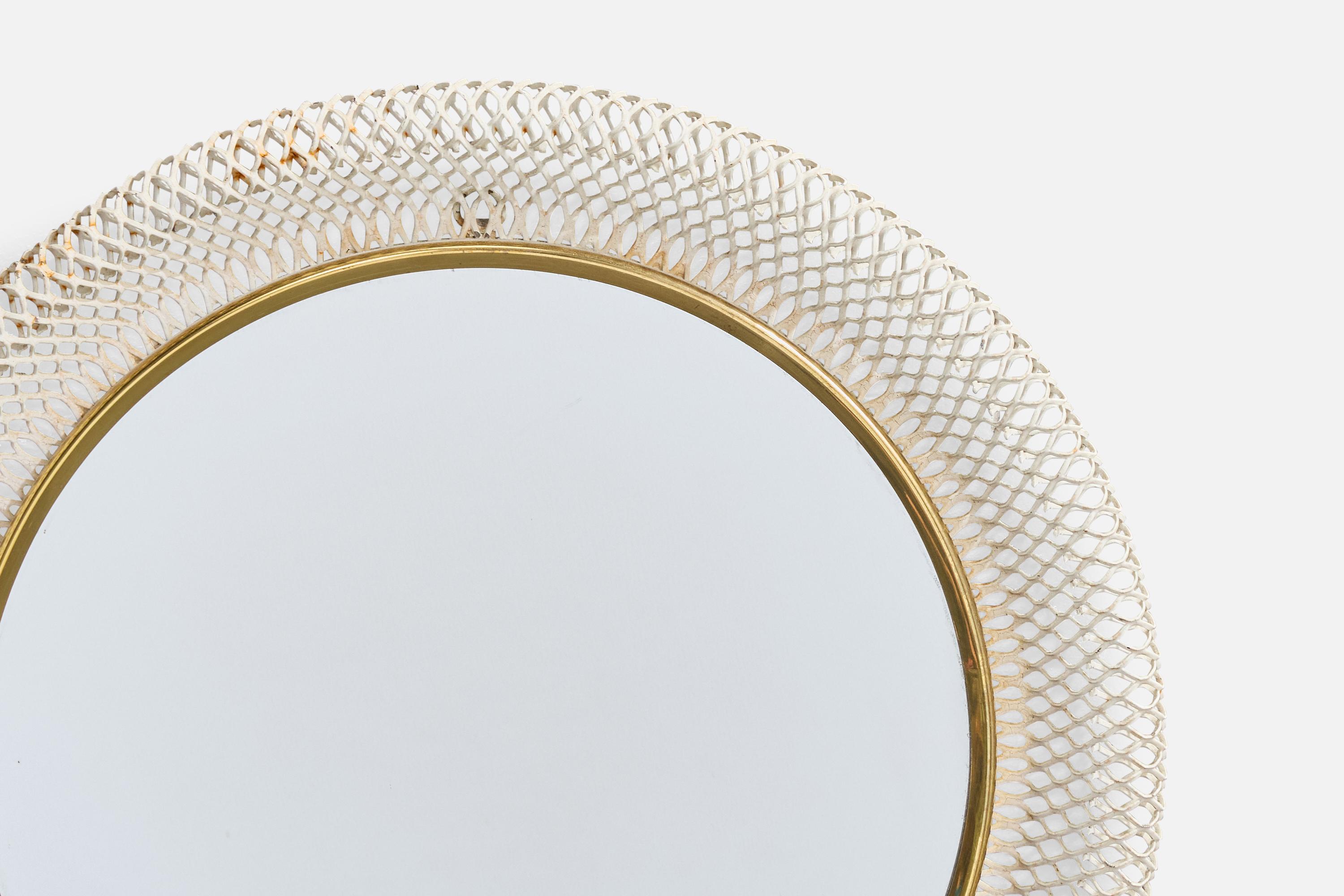 Vereinigte Werkstätten, Wall Mirror, Brass, Metal, Germany, 1920s. For Sale 1