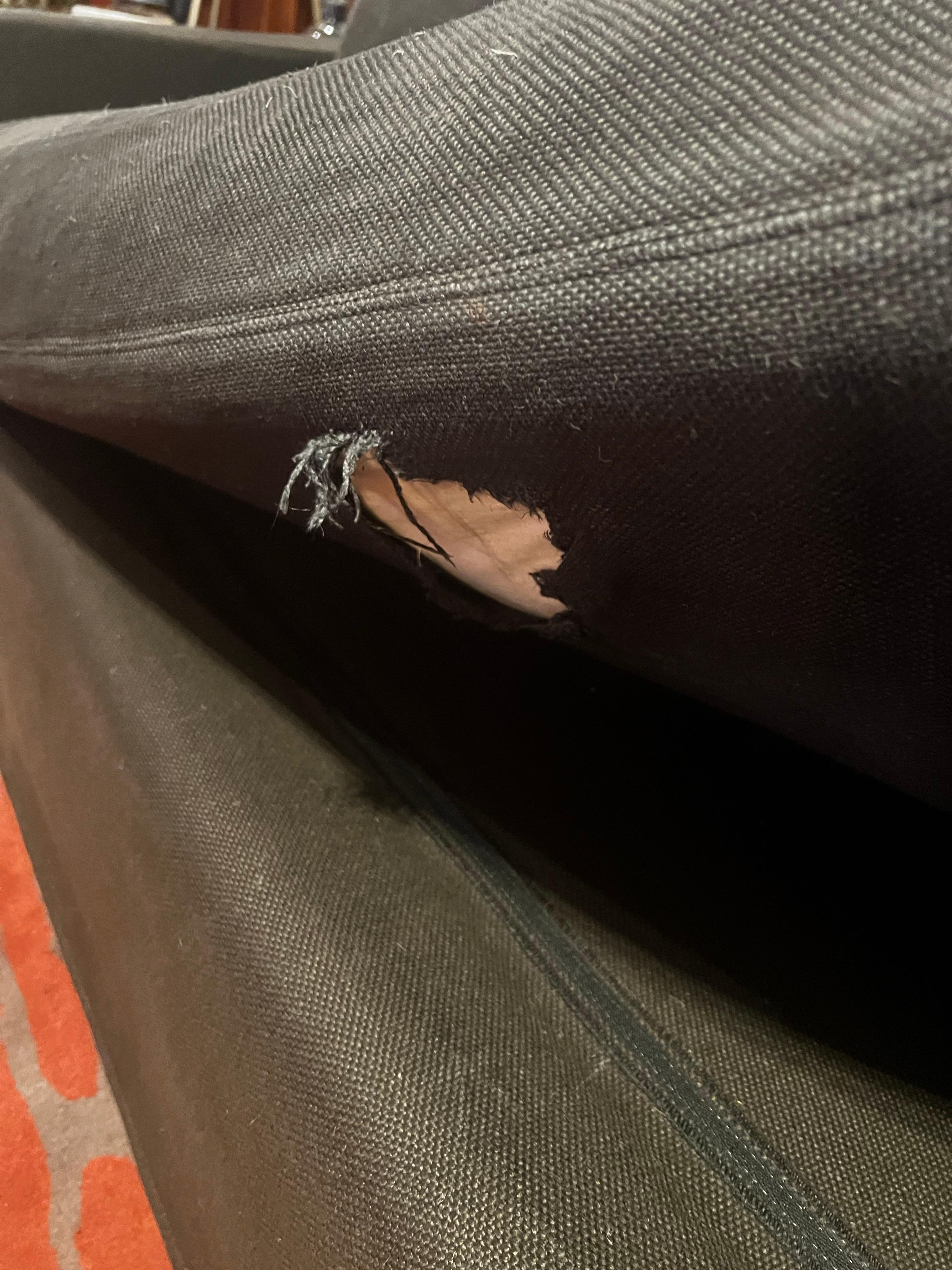 Contemporary Verellen 8ft Slipcovered Sofa with Dark Graphite Thick Linen