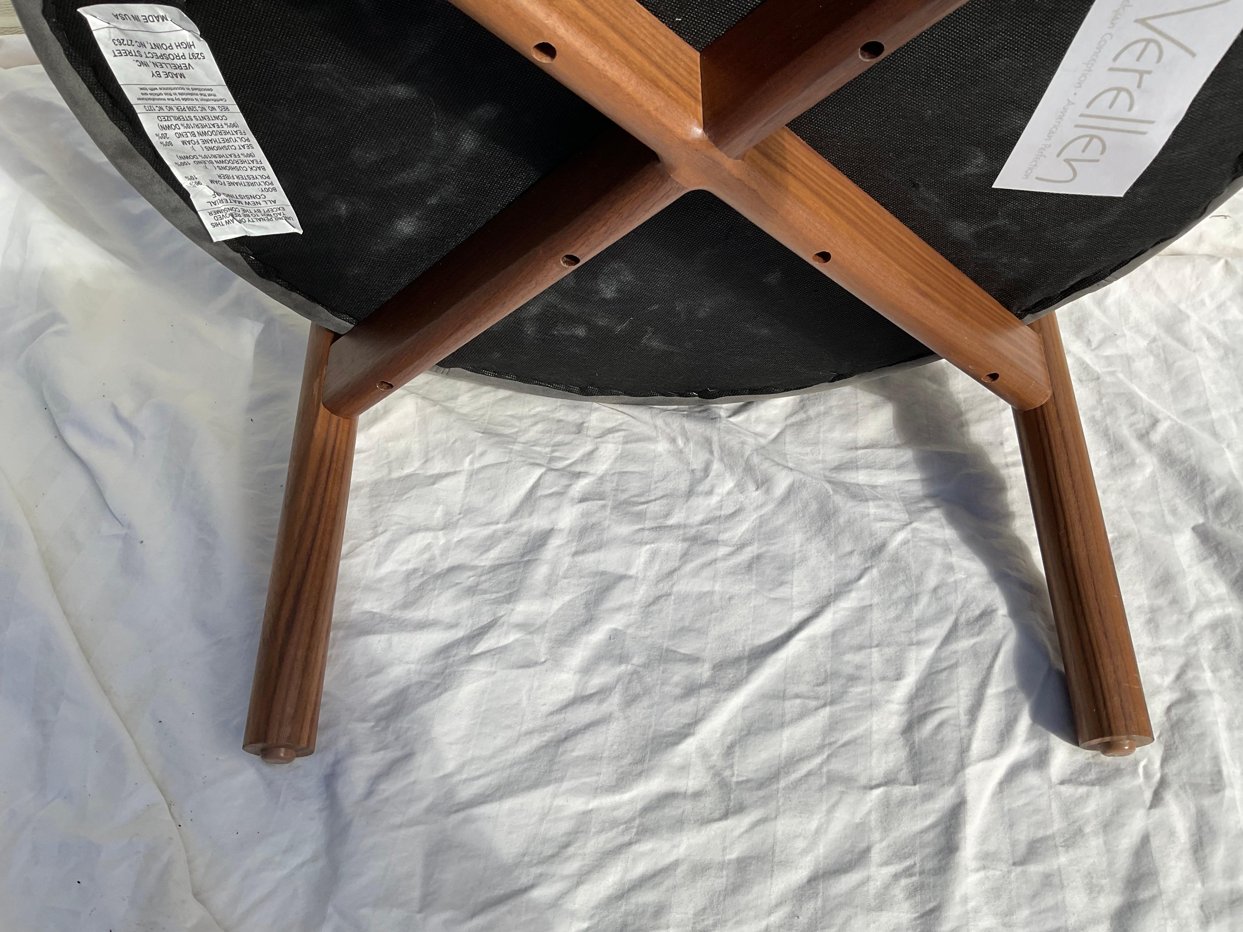 Scandinavian Modern Verellen Danish Modern Walnut & Suede Ottoman