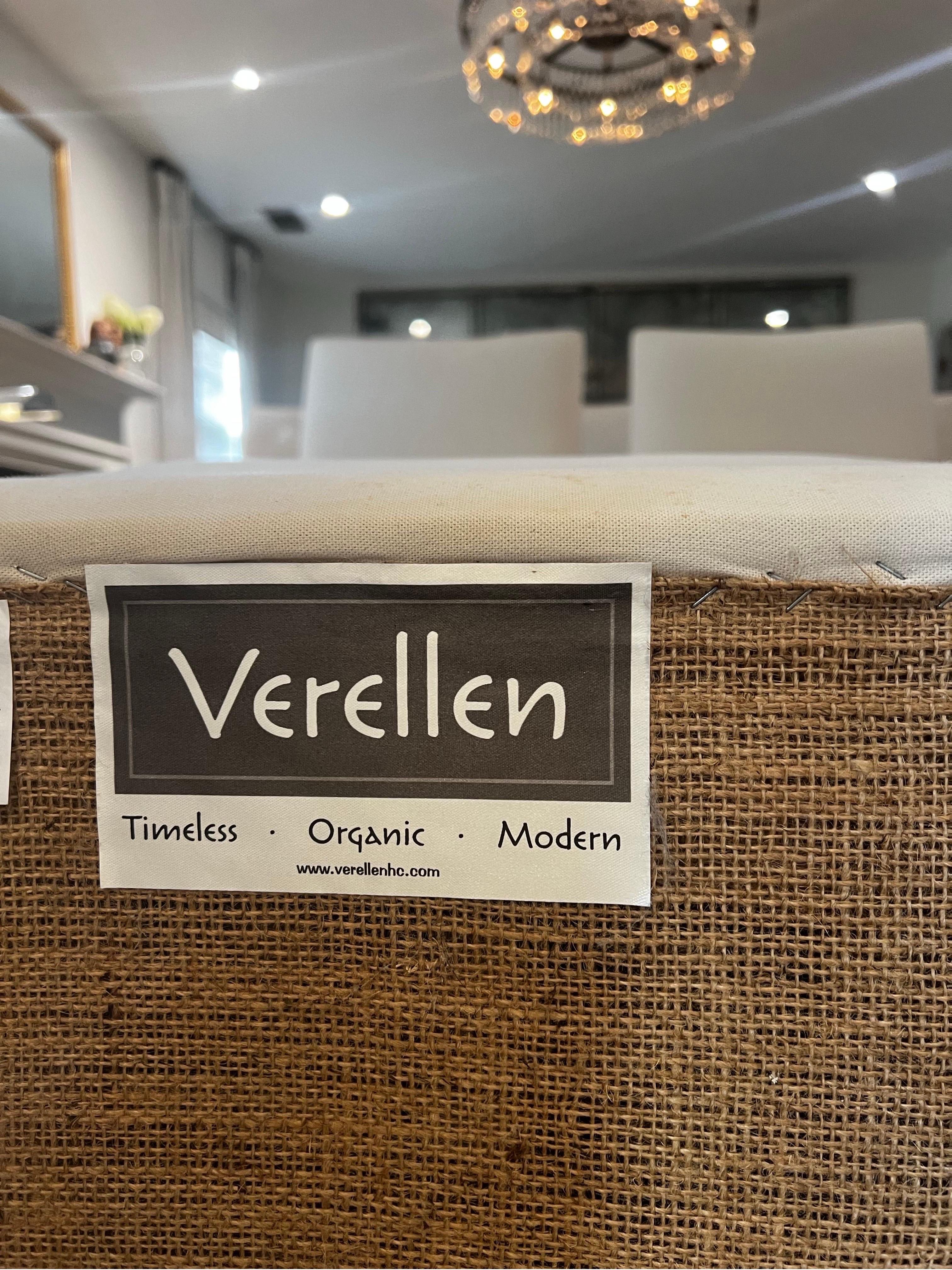 Americano Sedie da pranzo Verellen Julien su rotelle - Rivestimento in lino marrone - Set di 6 in vendita