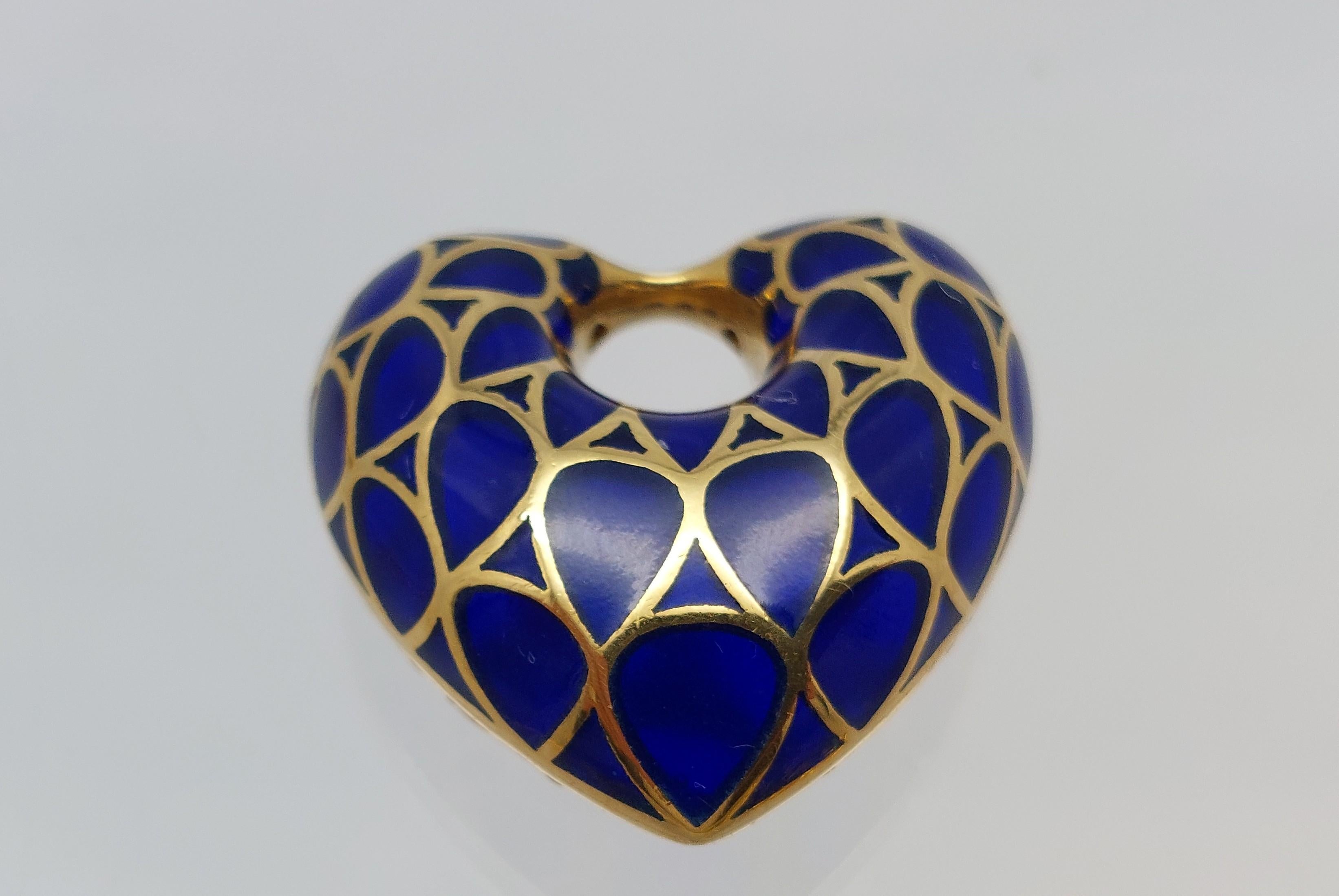 Vergano Corp Collier coeur en émail et diamants 18KT en vente 6