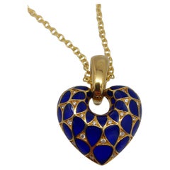Vergano Corp Enamel & Diamond Heart 18KT Necklace