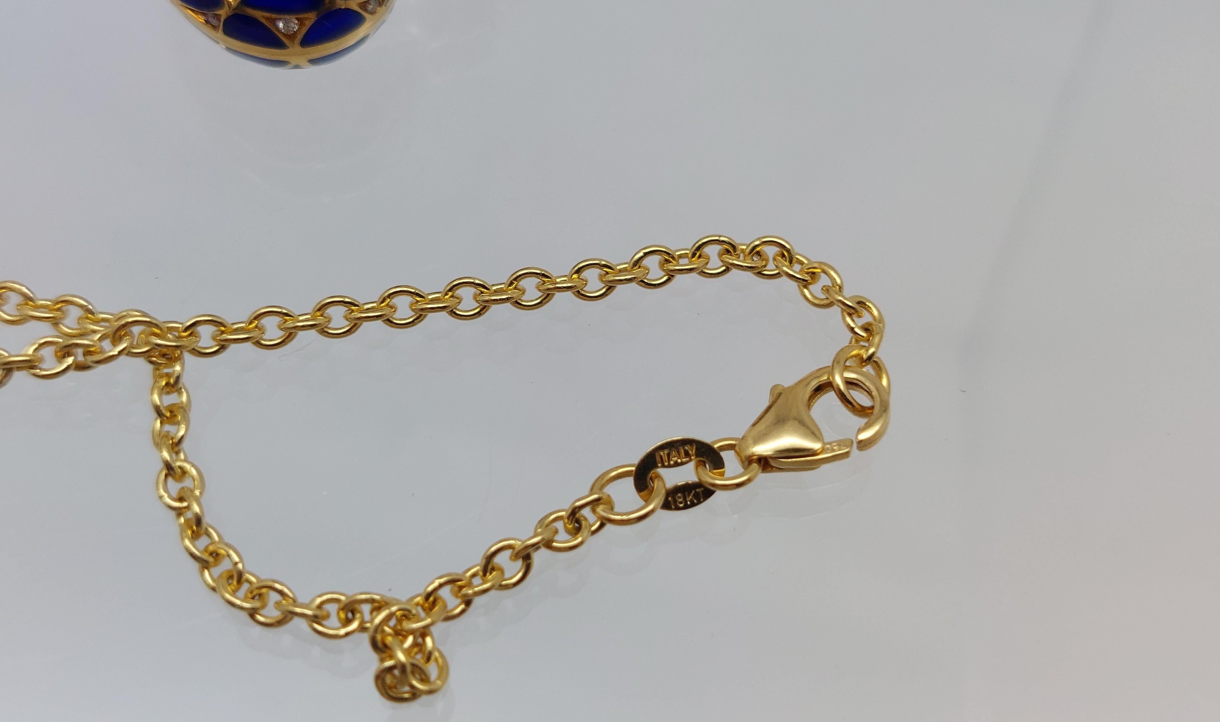 Vergano Corp Collier coeur en émail et diamants 18KT en vente 3