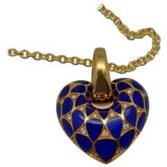 Vergano Corp Enamel & Diamond Heart 18KT Necklace