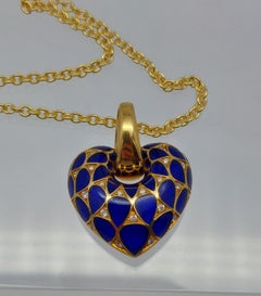 Vergano Corp Enamel & Diamond Heart 18KT Necklace