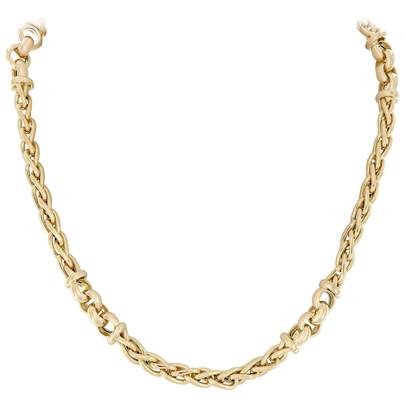 Giovanni Marchisio Italian Gold Woven Link Necklace For Sale at 1stDibs