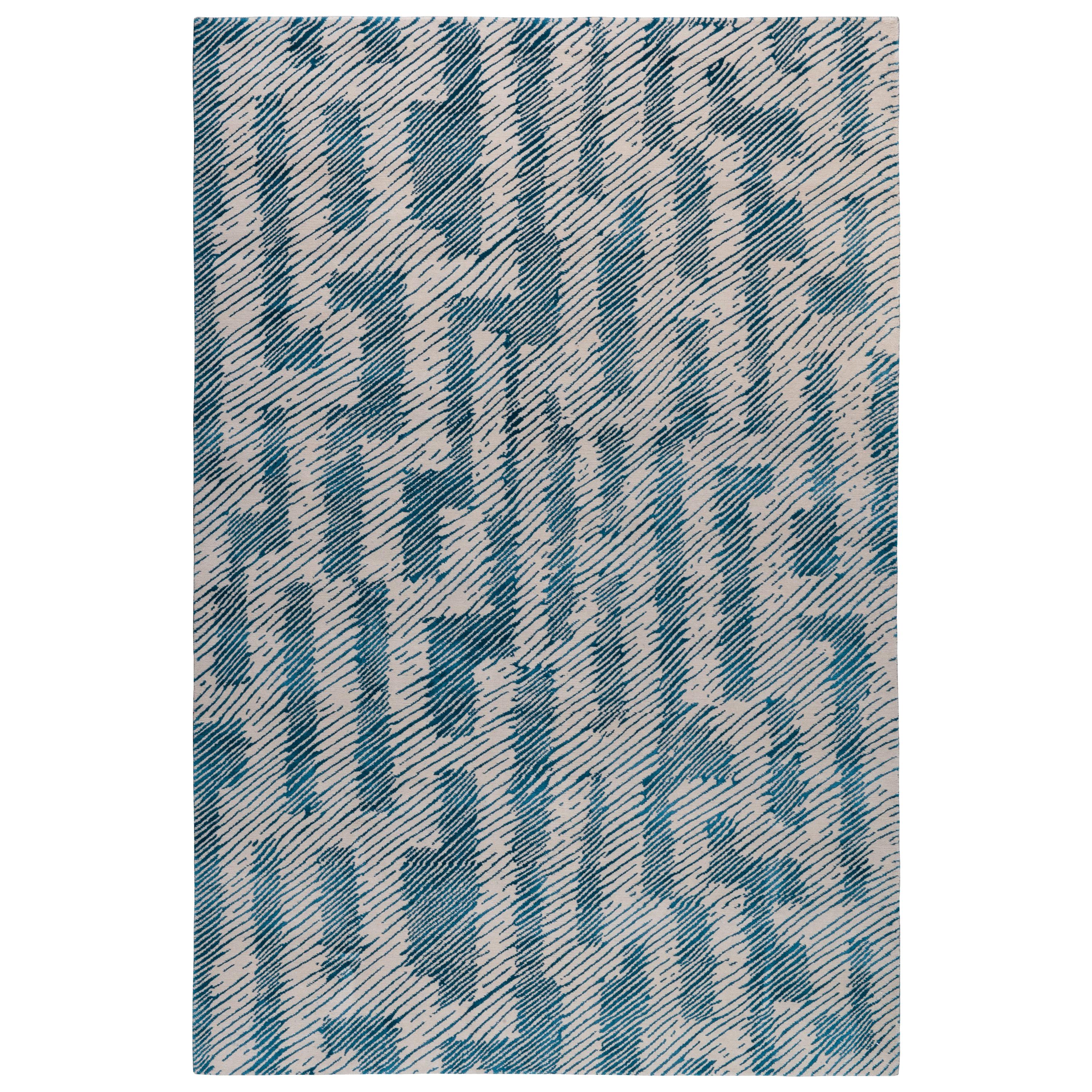 For Sale:  (Blue) Verge Rug in Hand Knotted Wool and Silk by Kelly Wearstler