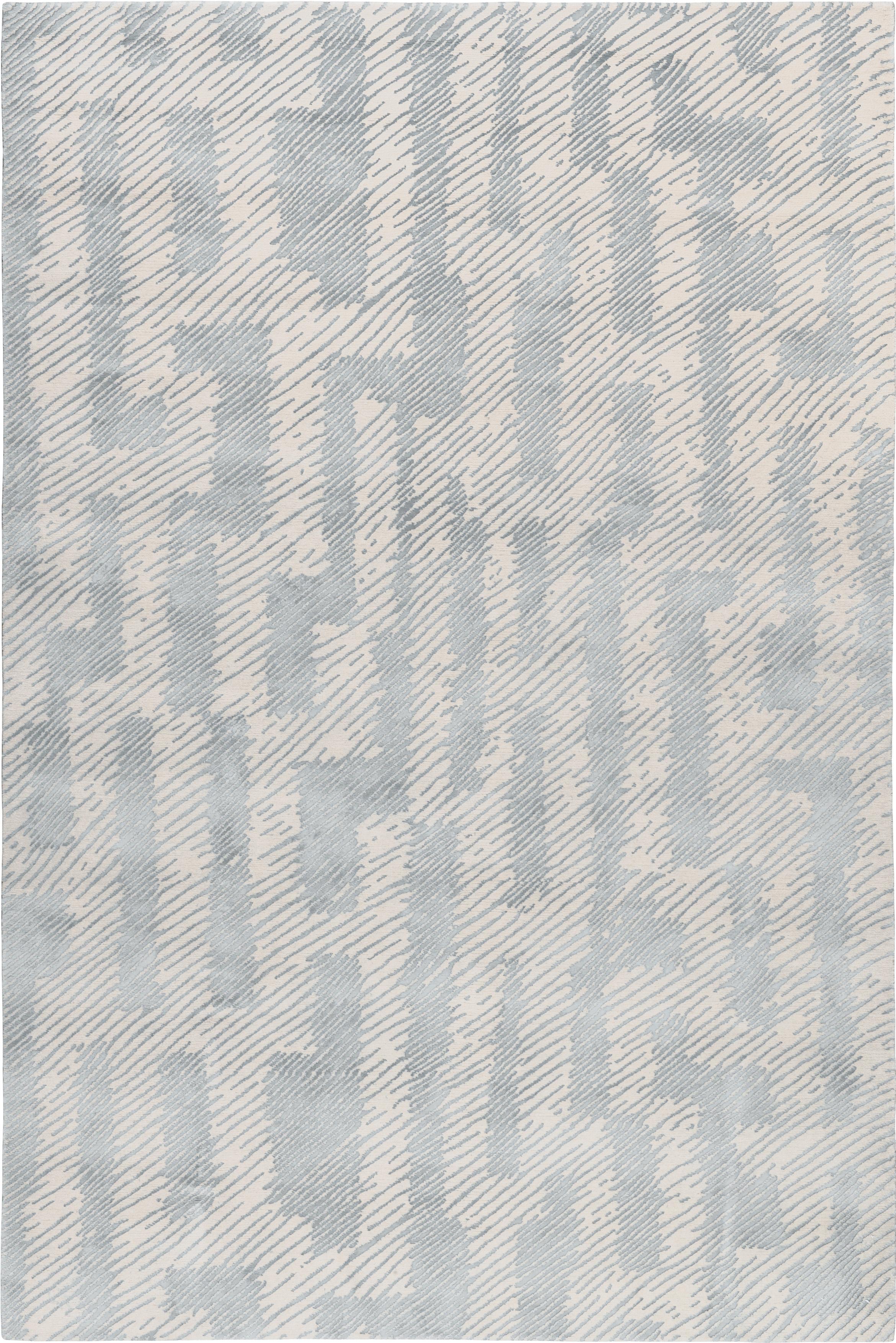 For Sale: Beige (Ice) Verge Rug in Hand Knotted Wool and Silk by Kelly Wearstler