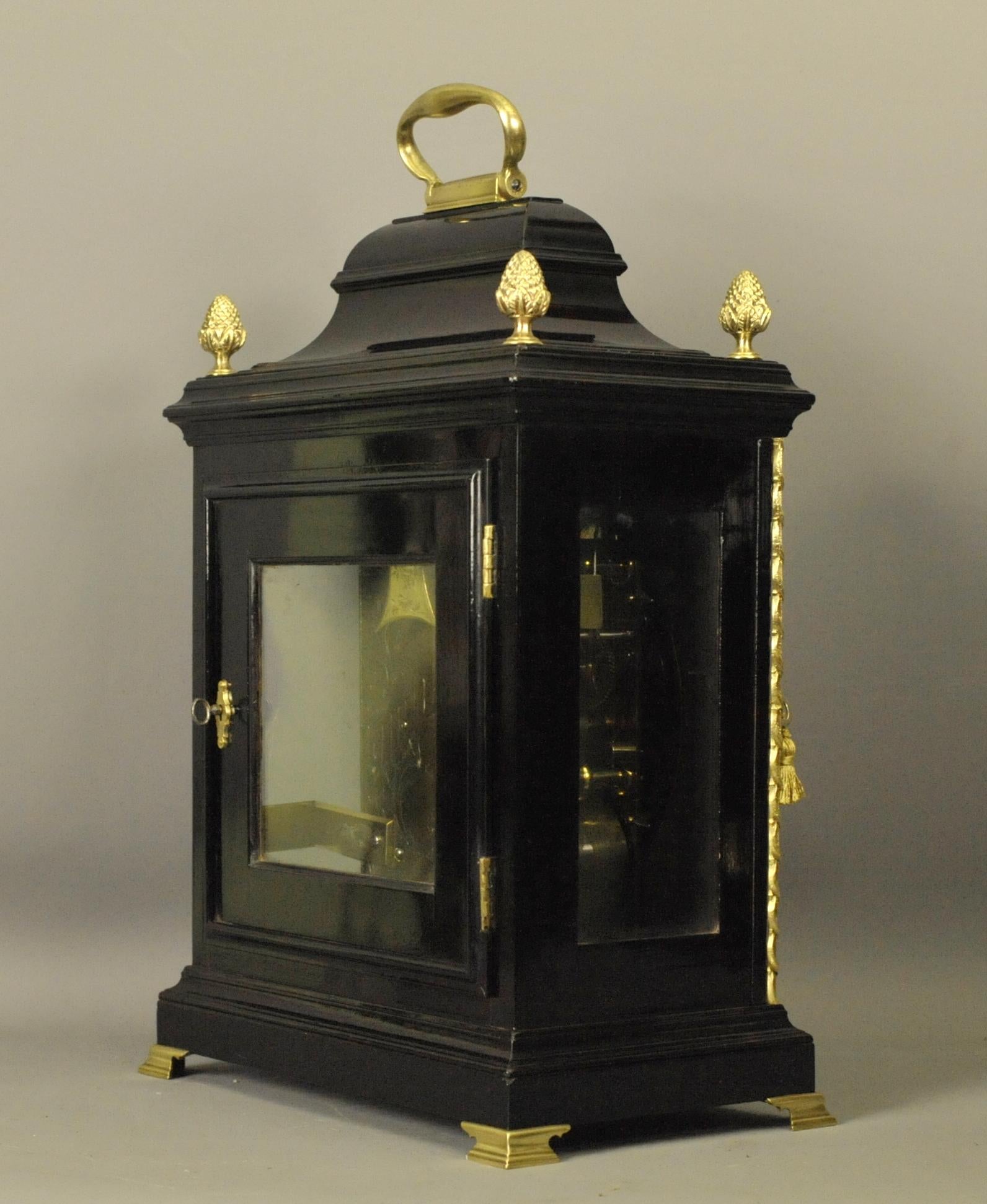 English Verge Bracket Clock Enamel Dial, Martin, London For Sale