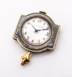 Verger Freres 1901 Spaulding & Co Edwardian Watch-Pendant Guilloche 18Kt Diamond