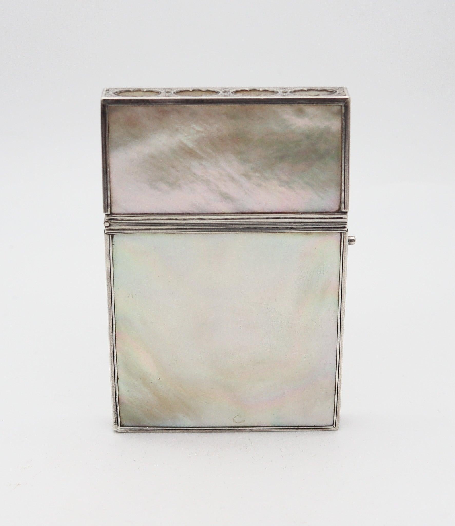 An Edwardian cased-box designed by Verger Frères.

This is a beautiful rectangular pocket case-box for cards, created in Paris France during the Edwardian period, back in the 1905. The fabulous case was crafted at the Parisian workshop of Verger