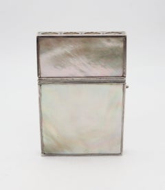 VERGER FRERES 1905 Paris Edwardian Card Case Box In Sterling And White Nacre