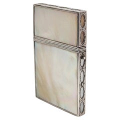 Antique VERGER FRERES 1905 Paris Edwardian Card Case Box In Sterling And White Nacre