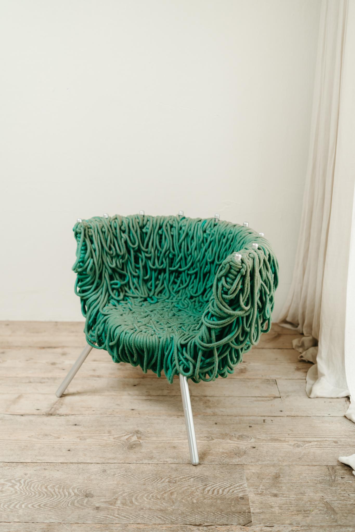 Verhelma chair by Fernando and Humberto Campana for Edra, Green Rope, Aluminium For Sale 4