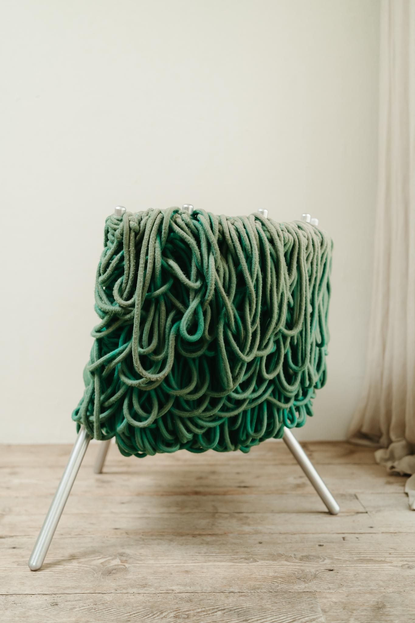Verhelma chair by Fernando and Humberto Campana for Edra, Green Rope, Aluminium For Sale 5
