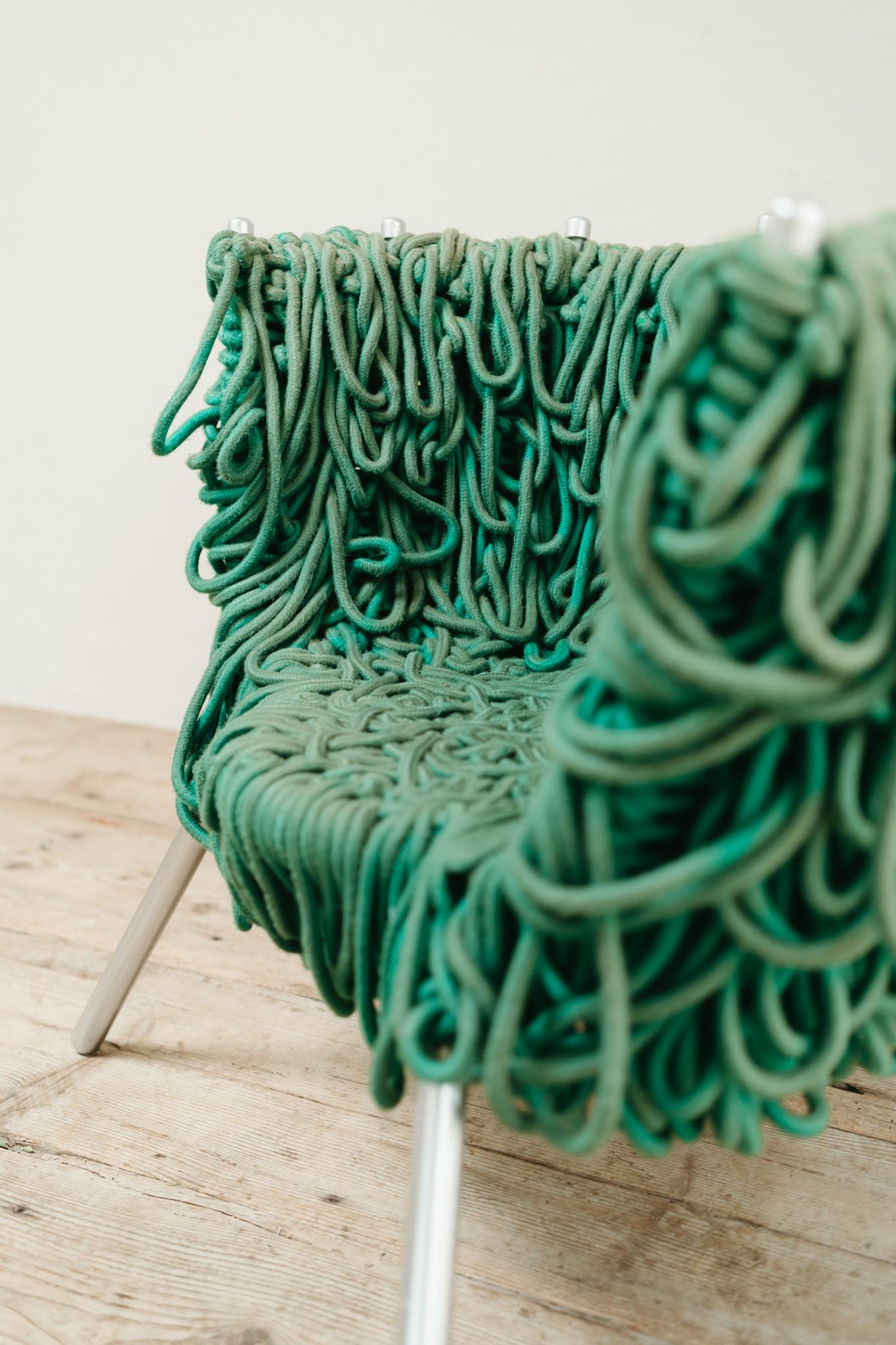 Verhelma chair by Fernando and Humberto Campana for Edra, Green Rope, Aluminium For Sale 8