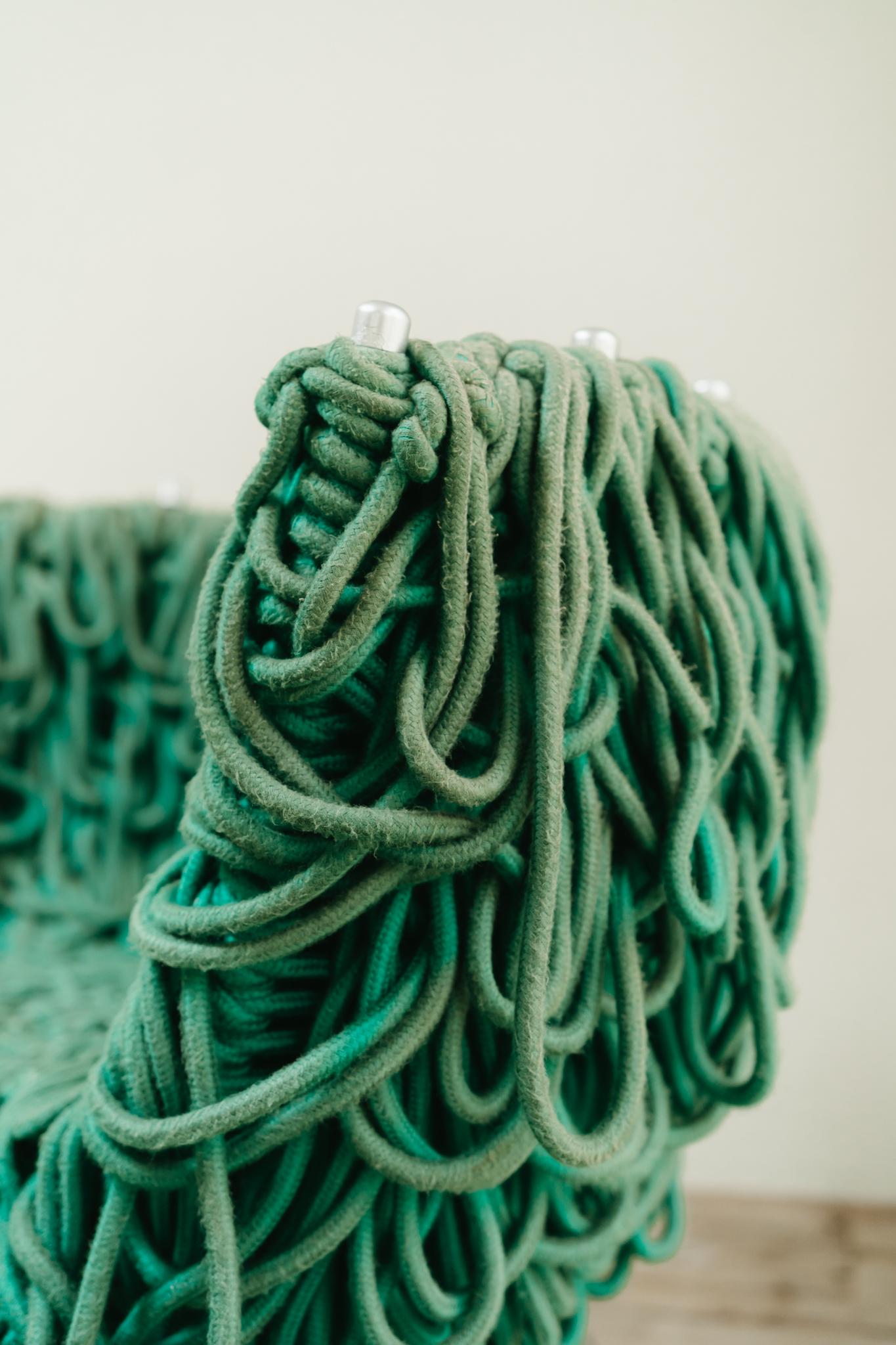 Verhelma chair by Fernando and Humberto Campana for Edra, Green Rope, Aluminium For Sale 9