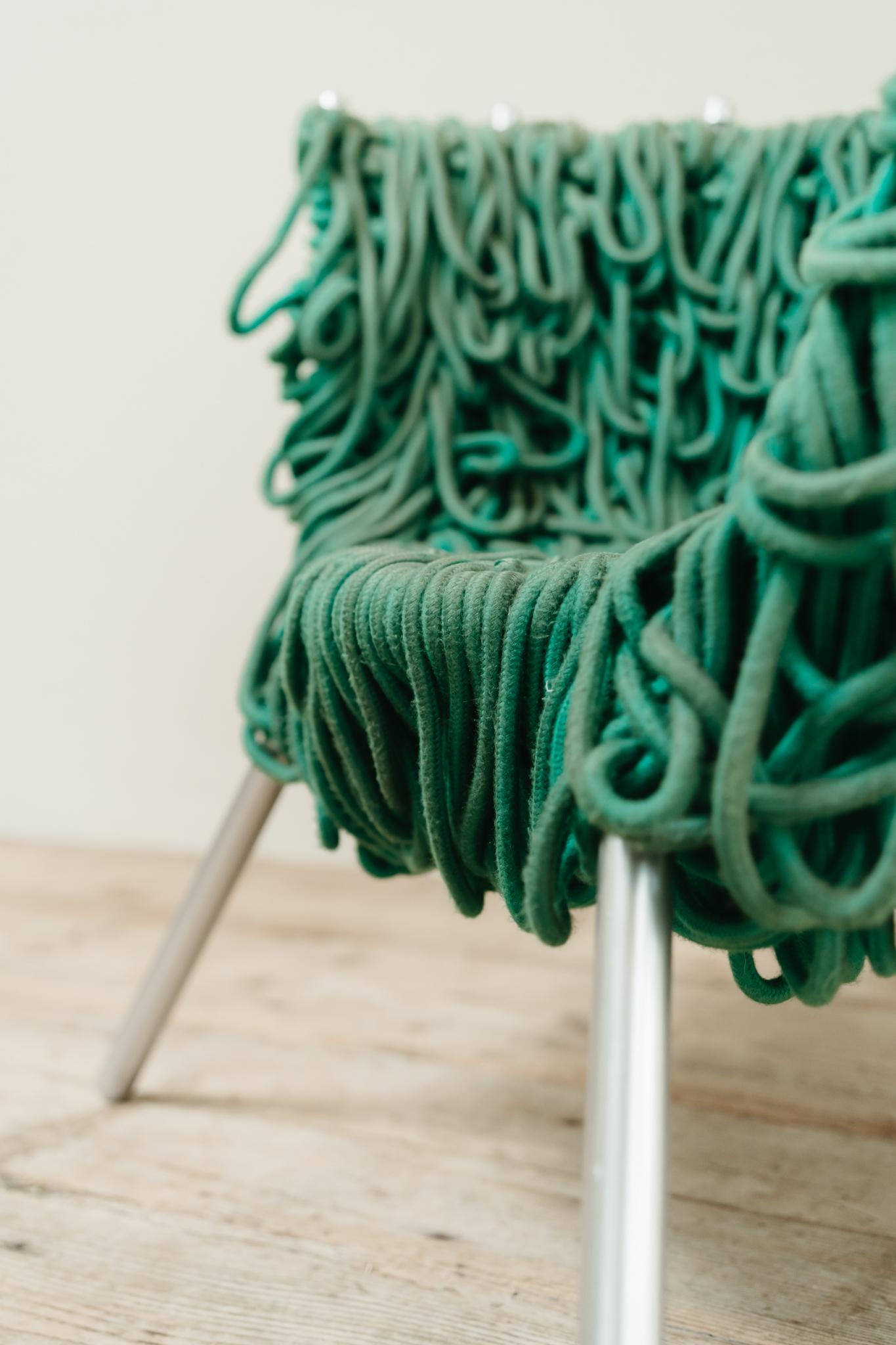 Verhelma chair by Fernando and Humberto Campana for Edra, Green Rope, Aluminium For Sale 10