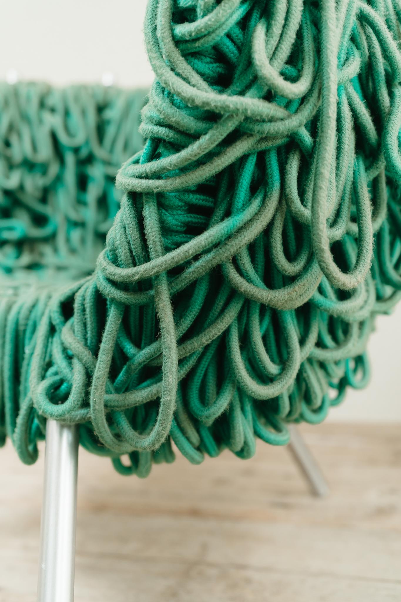 Verhelma chair by Fernando and Humberto Campana for Edra, Green Rope, Aluminium For Sale 11