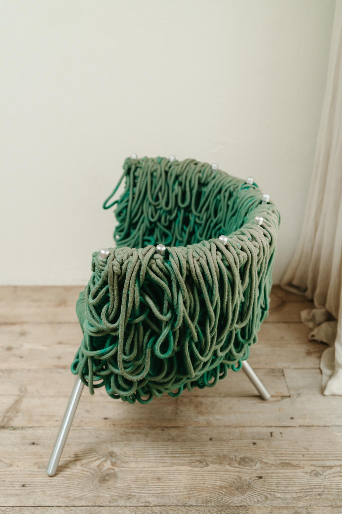 Verhelma chair by Fernando and Humberto Campana for Edra, Green Rope, Aluminium For Sale 13