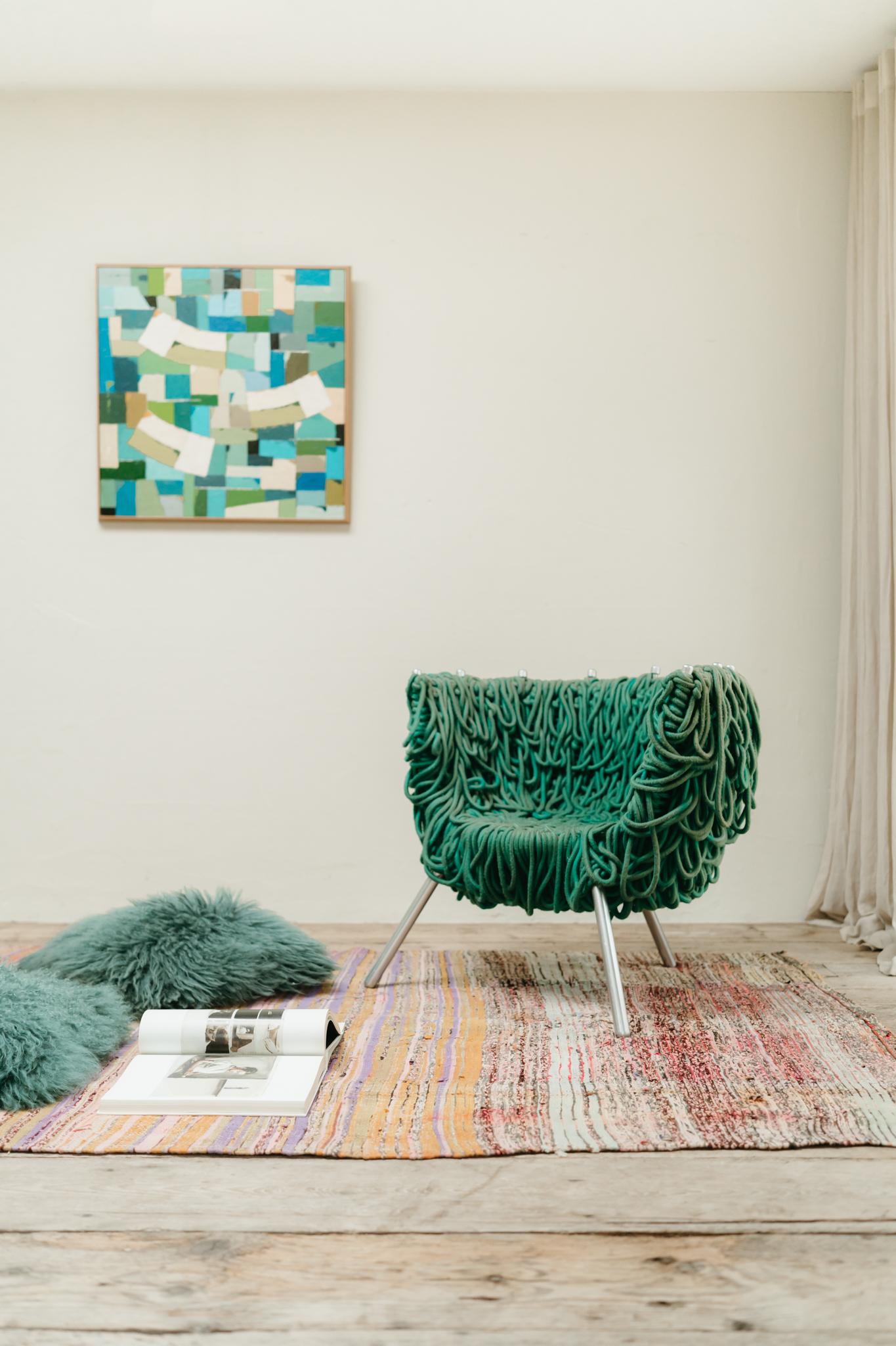 20th Century Verhelma chair by Fernando and Humberto Campana for Edra, Green Rope, Aluminium For Sale