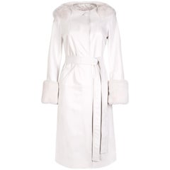 Trench-coat Aurora en cuir blanc avec fausse fourrure Verheyen, Taille UK 10