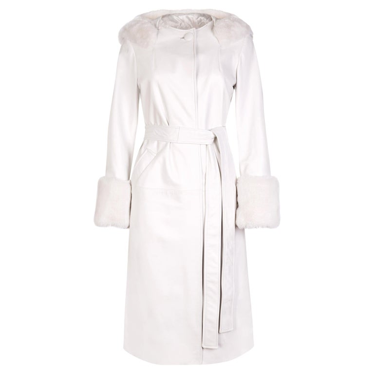 Trench Coat Long White Faux Fur Coat Womens Verheyen Aurora