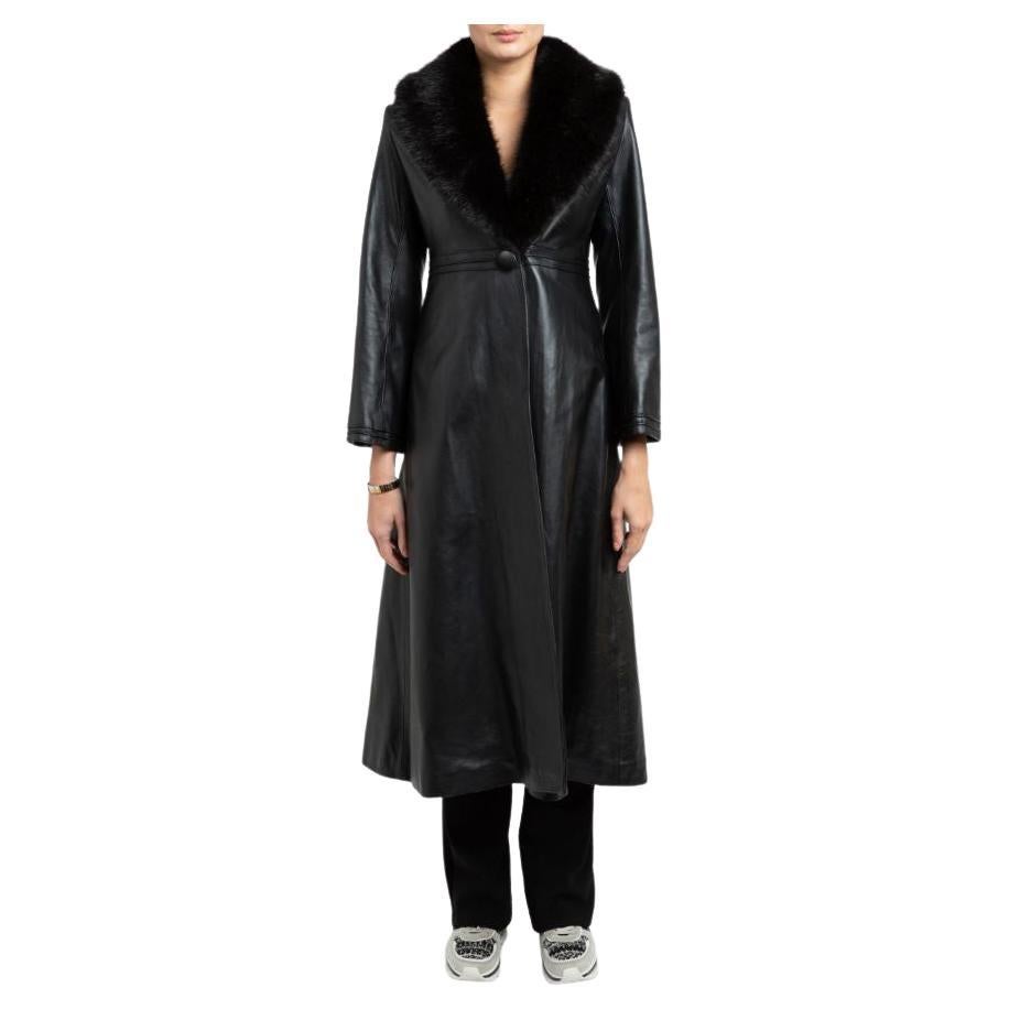 Verheyen London Bespoke Edward Leather Trench Coat in Black, Size 12 For Sale
